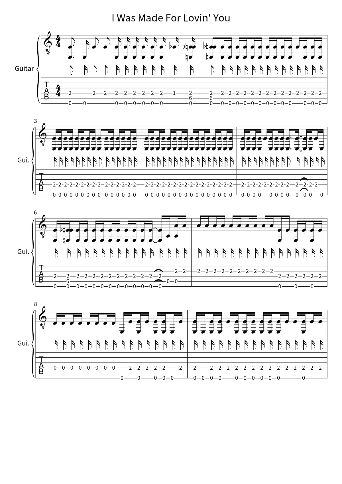 KISS《I Was Made For Lovin' You》吉他谱第 1 页