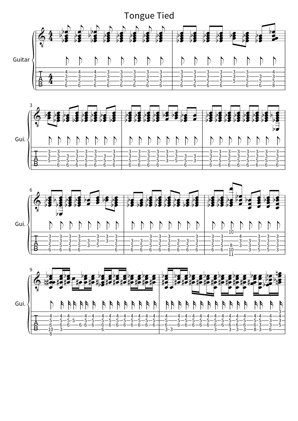 Primera página de la partitura de Tongue Tied de GROUPLOVE