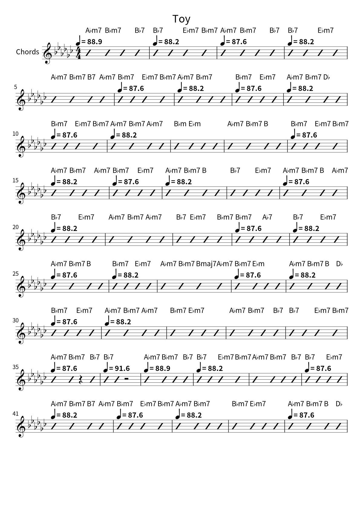 First page of the chord chart for Toy by たかやん