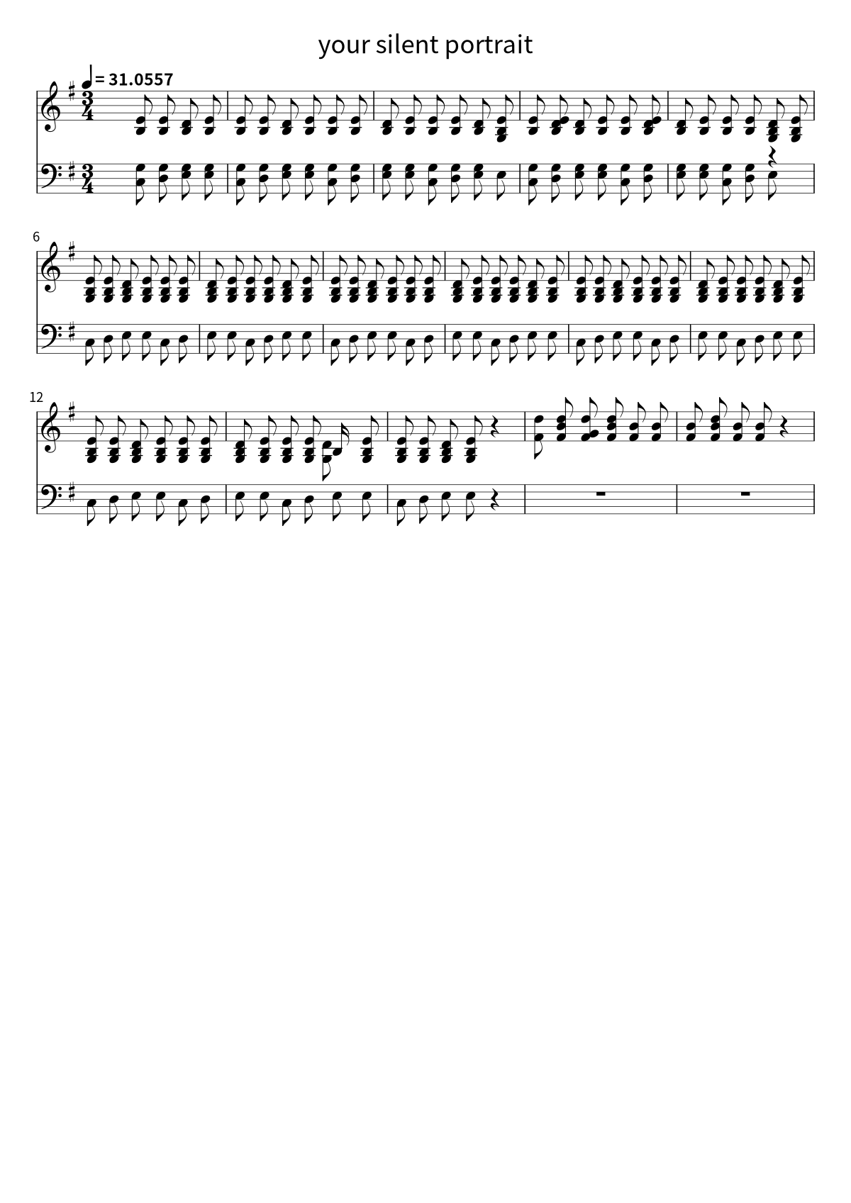 Primera página de la partitura de your silent portrait de kensuke ushio