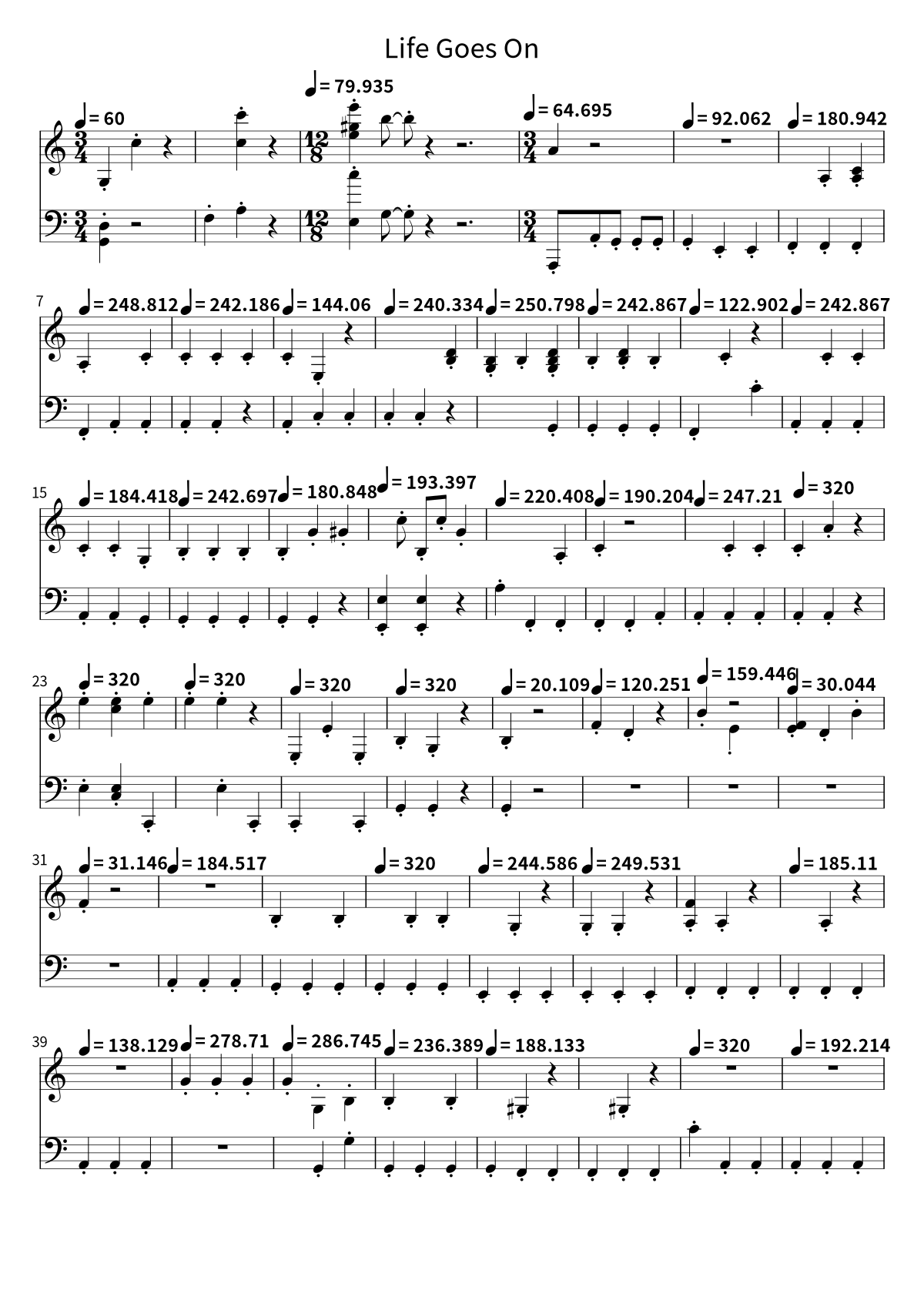 Life Goes On sheet preview