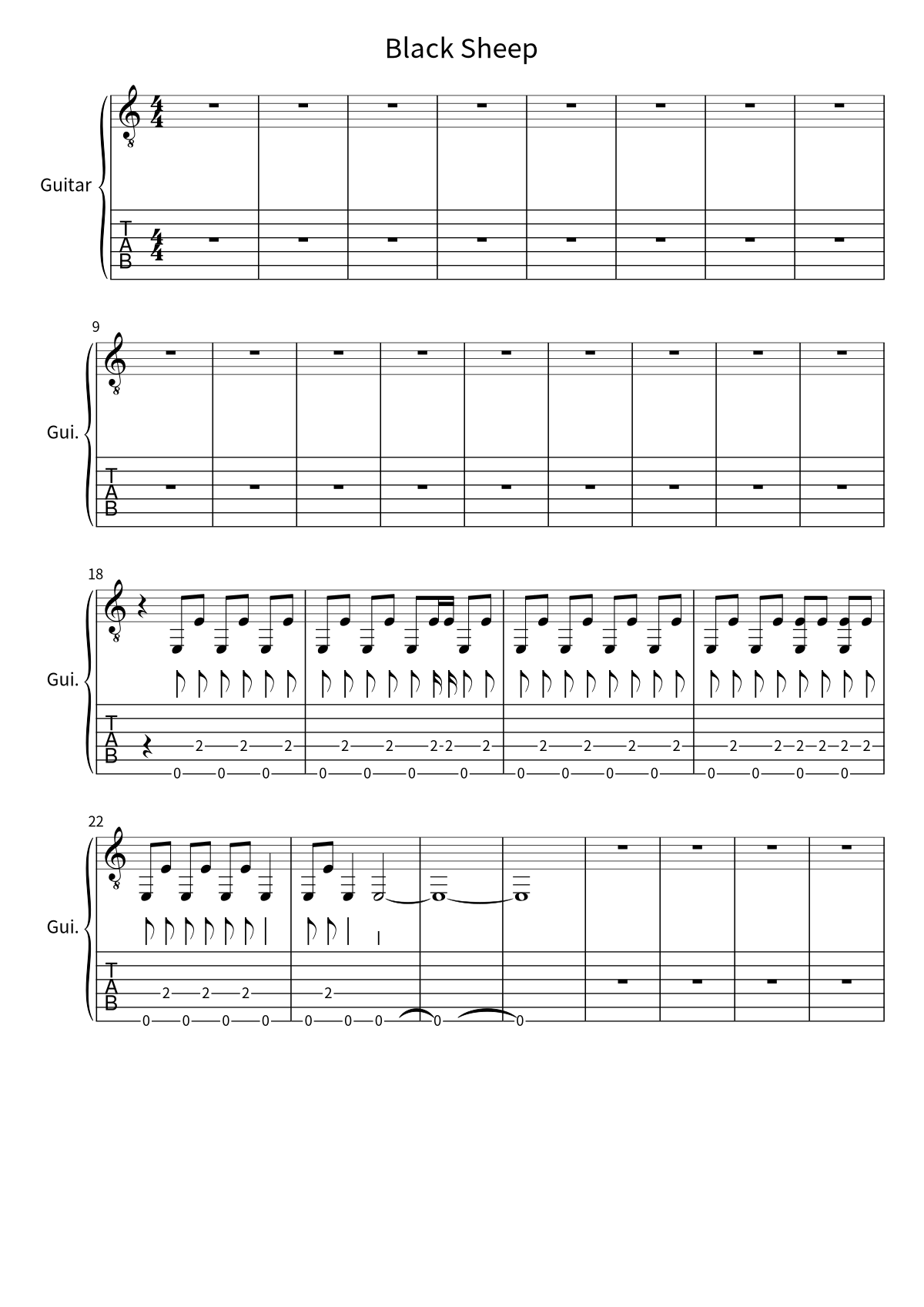 First page of the sheet music for Black Sheep by Metric