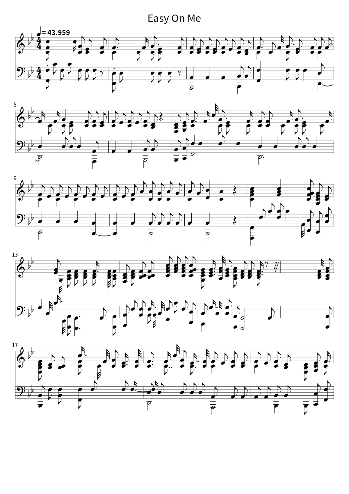 Primera página de la partitura de Easy On Me de Adele