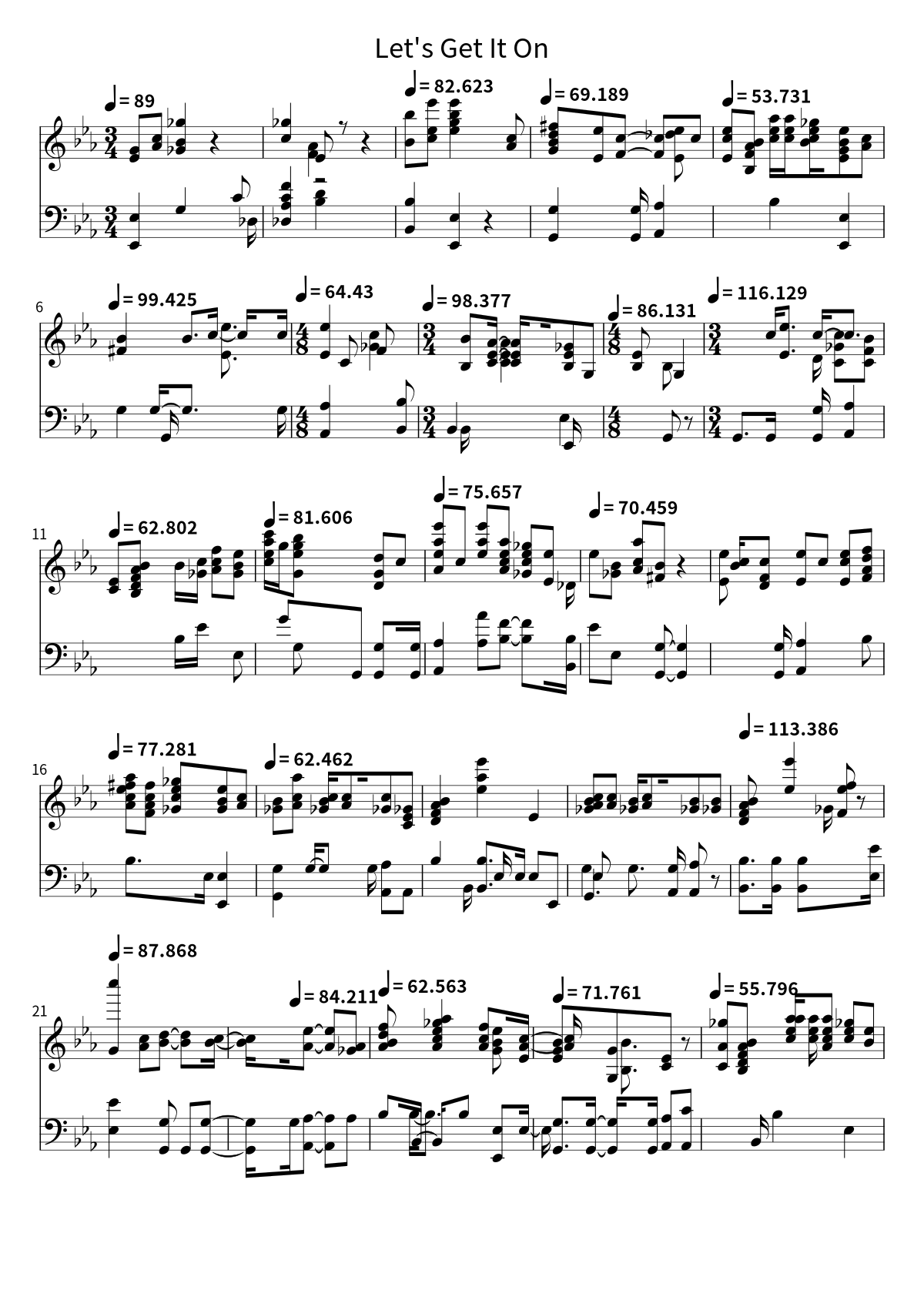 Primeira página da partitura de Let's Get It On, de Marvin Gaye