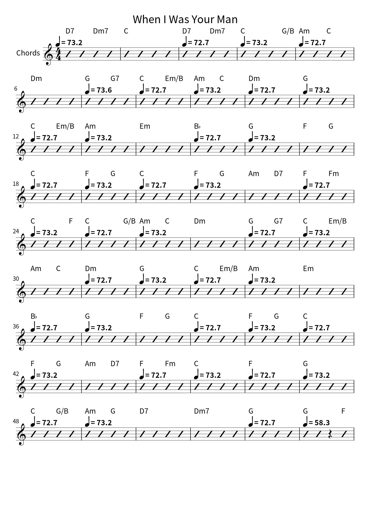 First page of the chord chart for When I Was Your Man by Bruno Mars