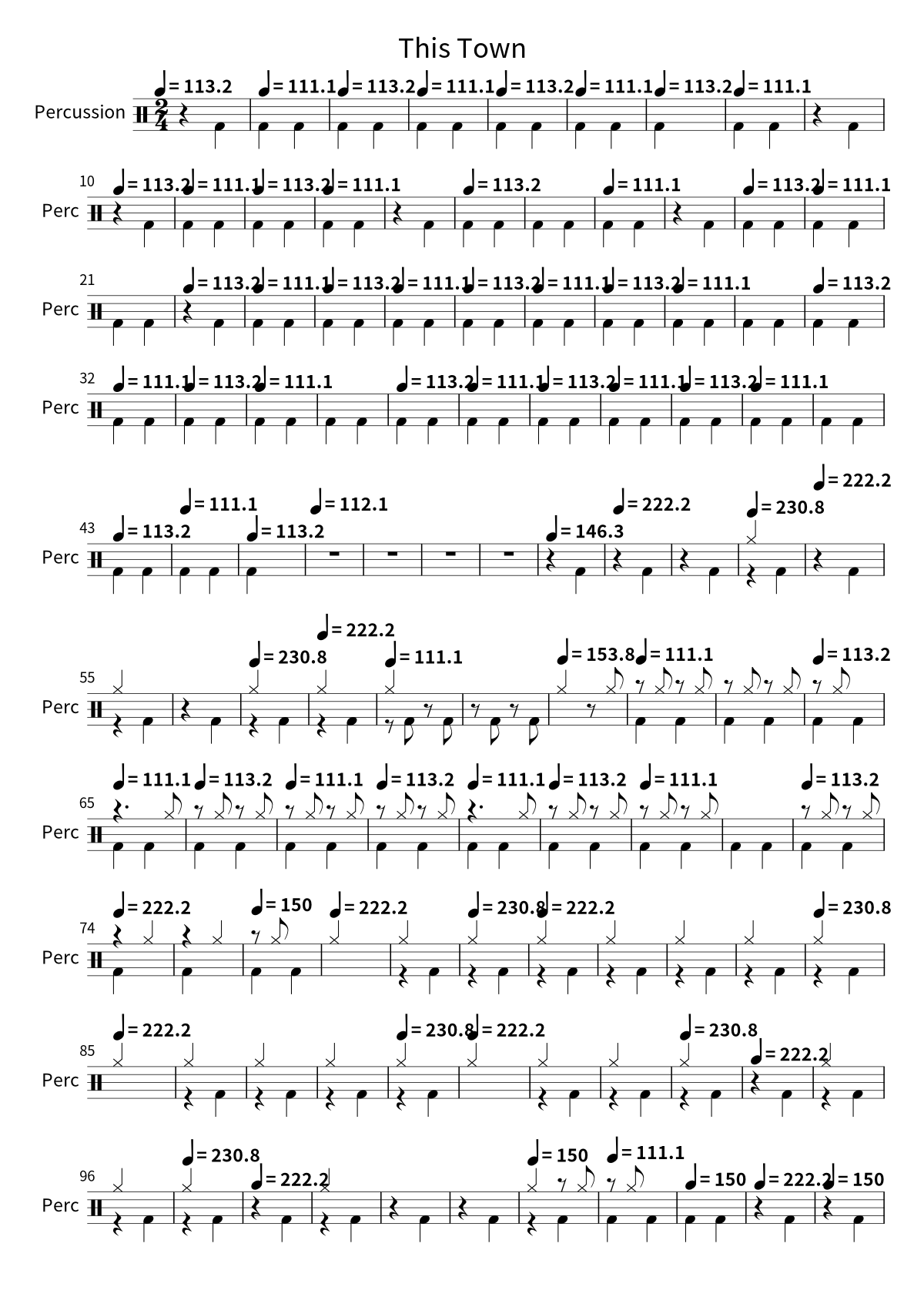 Primera página de la partitura de batería de This Town de Niall Horan