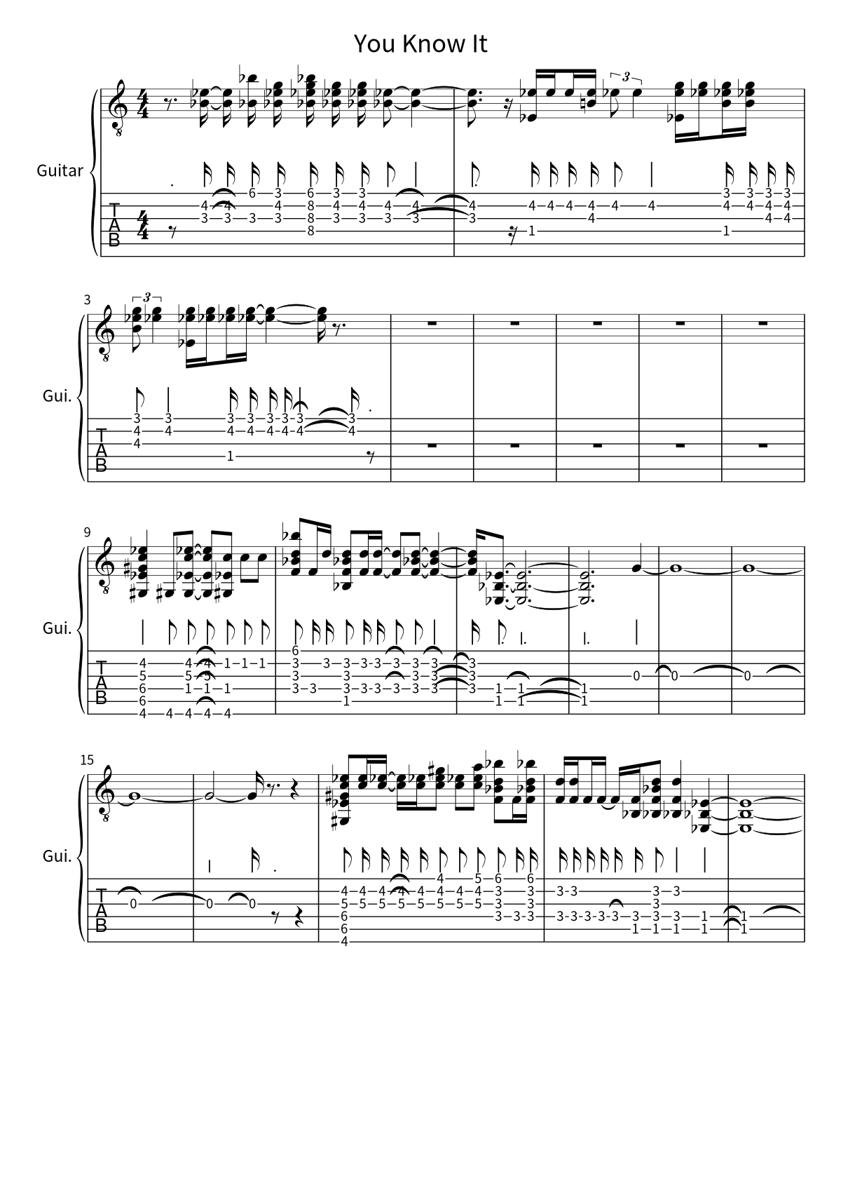 Primera página de la tablatura y partitura de guitarra de You Know It de Colony House