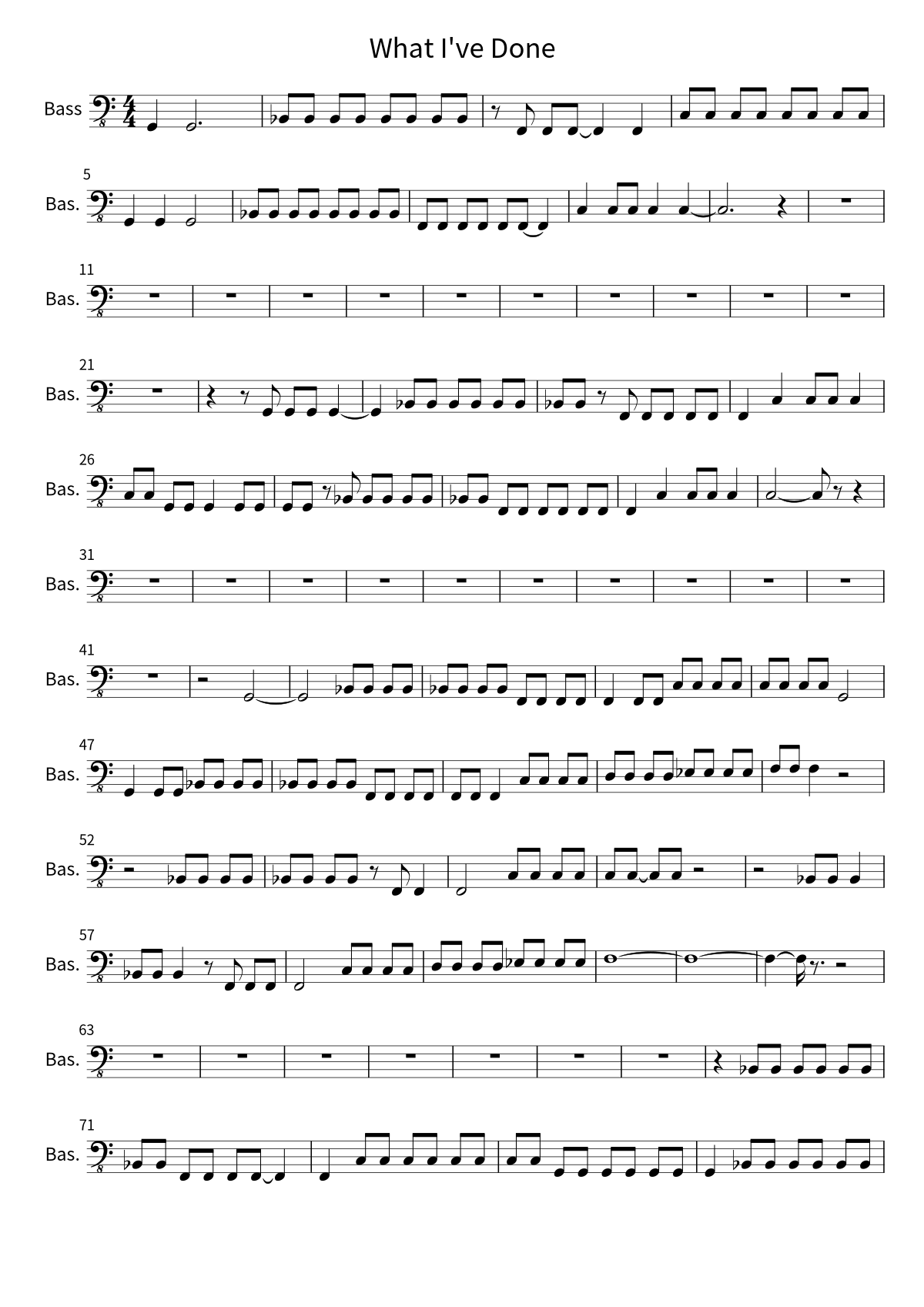 Linkin Park《What I've Done》貝斯譜第 1 頁