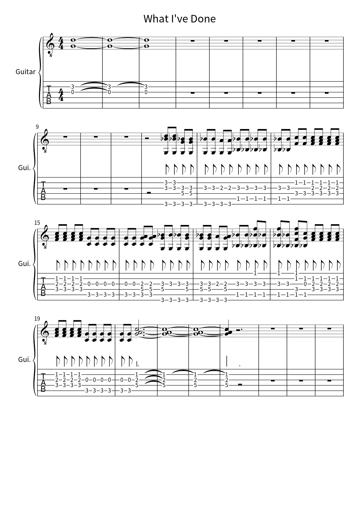 Linkin Park《What I've Done》吉他谱第 1 页