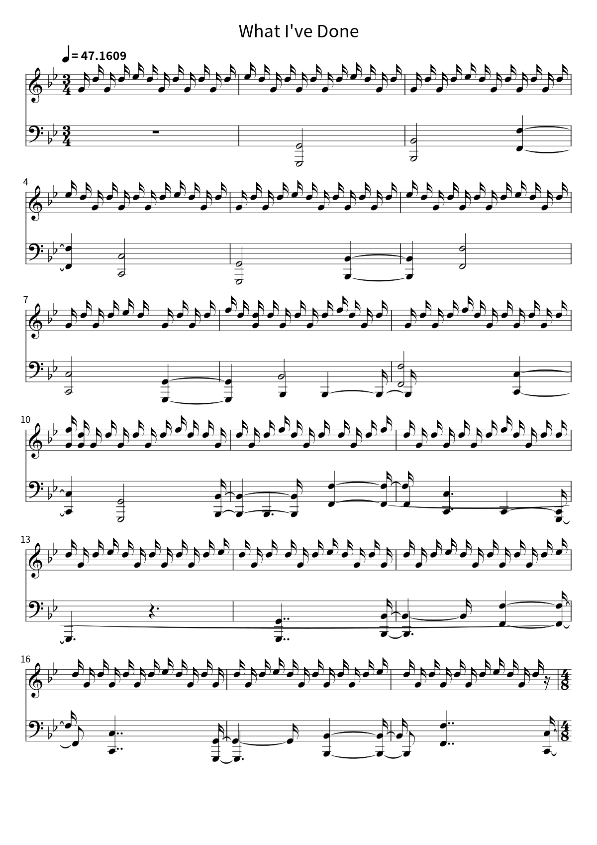 First page of the sheet music for What I've Done by Linkin Park