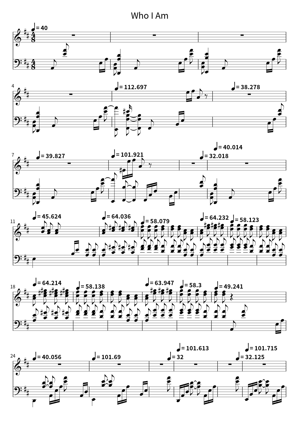 Primera página de la partitura de Who I Am de Haminations