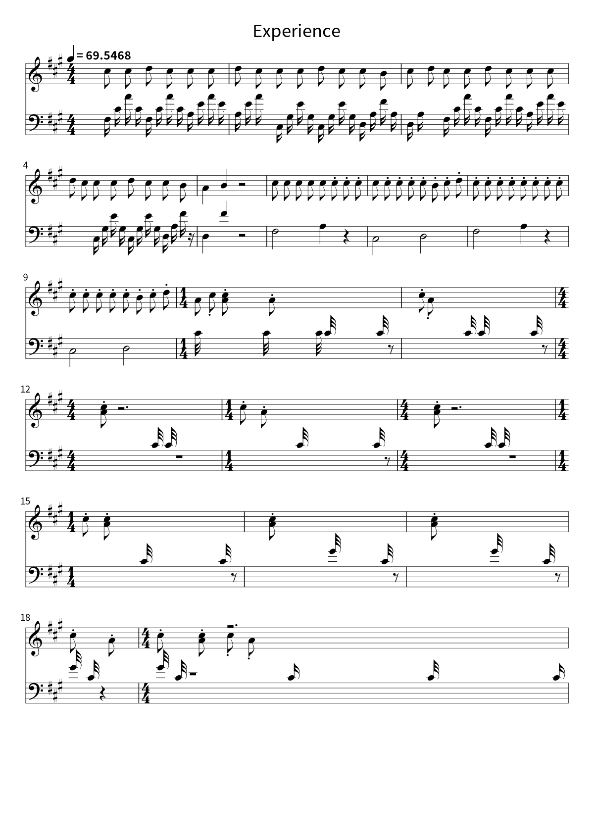 Primera página de la partitura de piano de Experience de Ludovico Einaudi