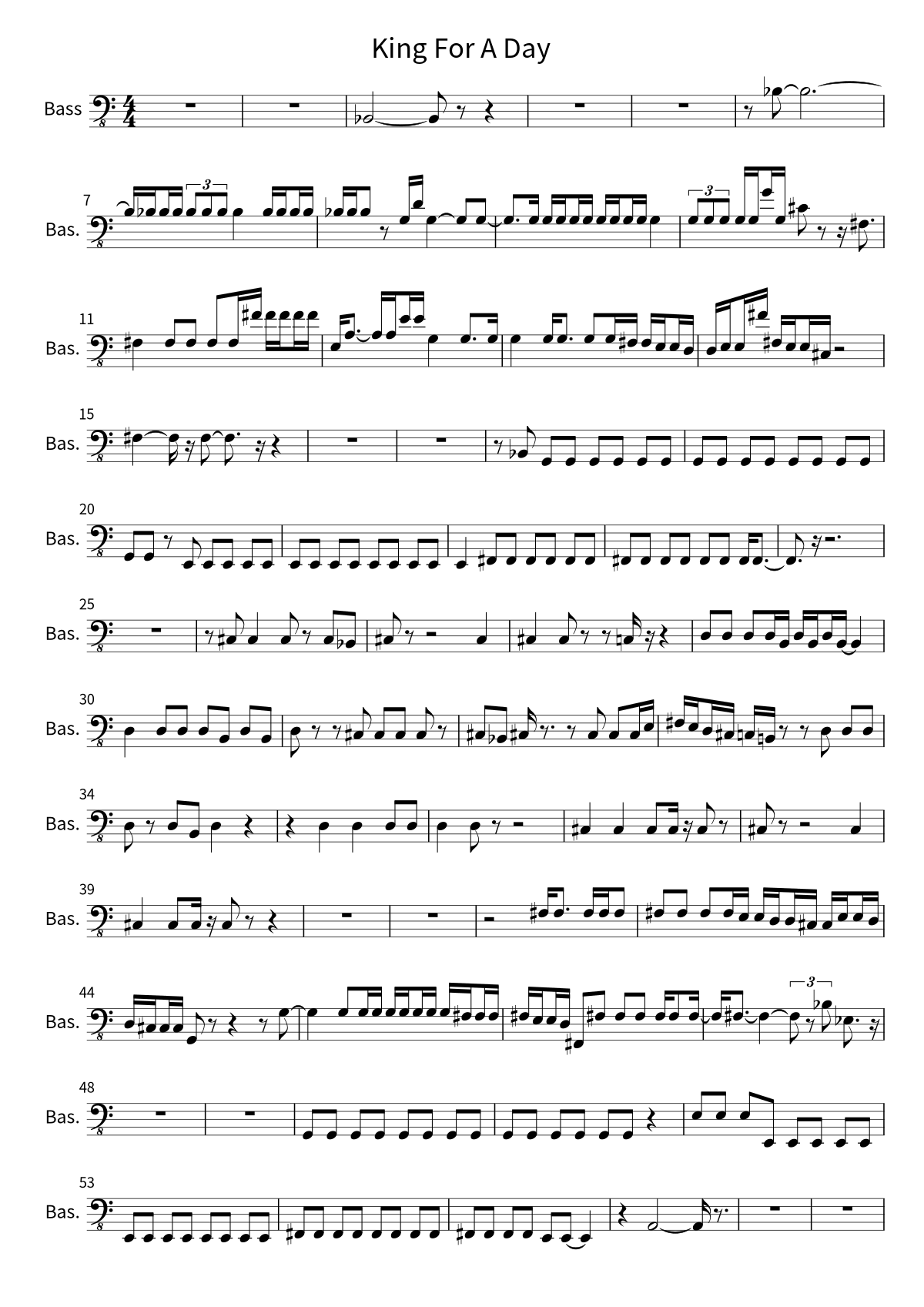 Pierce The Veil「King For A Day」のベース譜（1ページ目）