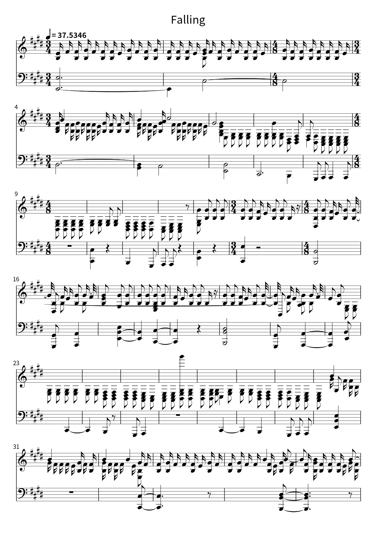 First page of the sheet music for Falling by Harry Styles