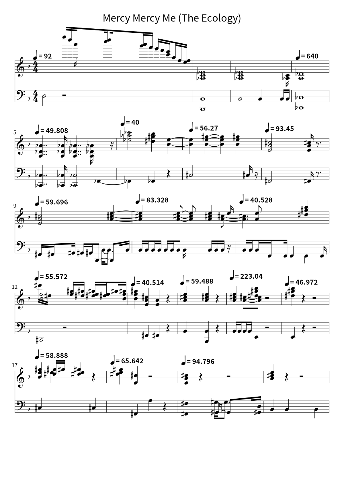 Primeira página da partitura de piano de Mercy Mercy Me (The Ecology), de Marvin Gaye