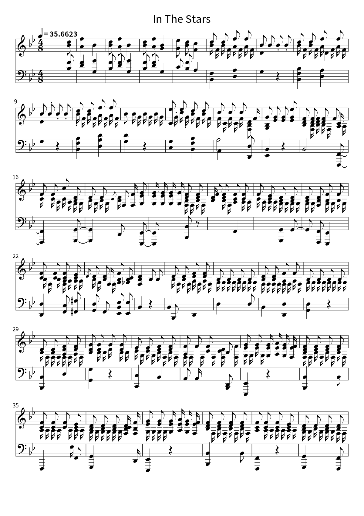 Primera página de la partitura de piano de In The Stars de Benson Boone