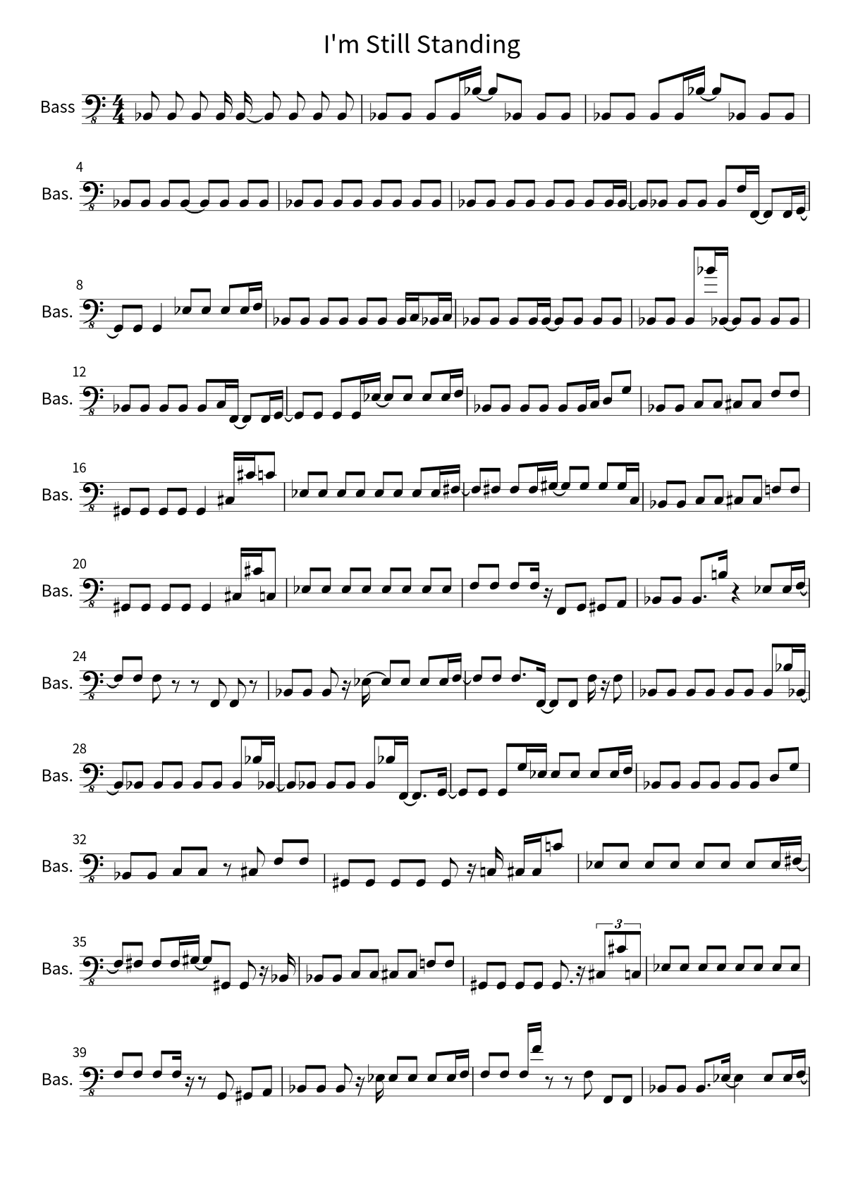 Elton John《I'm Still Standing》貝斯譜第 1 頁