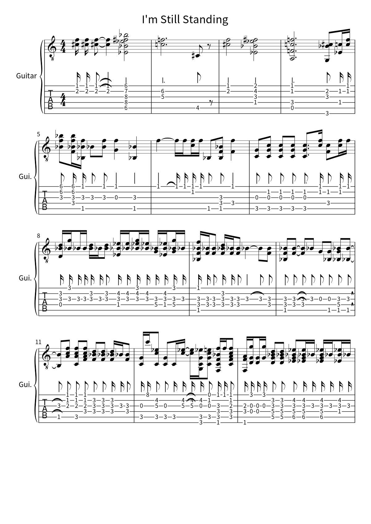 «I'm Still Standing» (Elton John): табы и ноты для гитары, страница 1