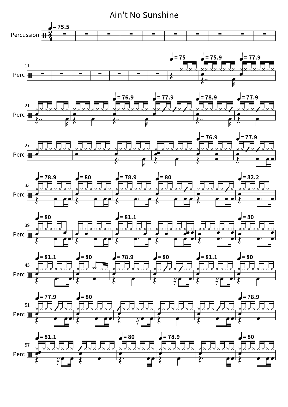 Ain't No Sunshine sheet preview