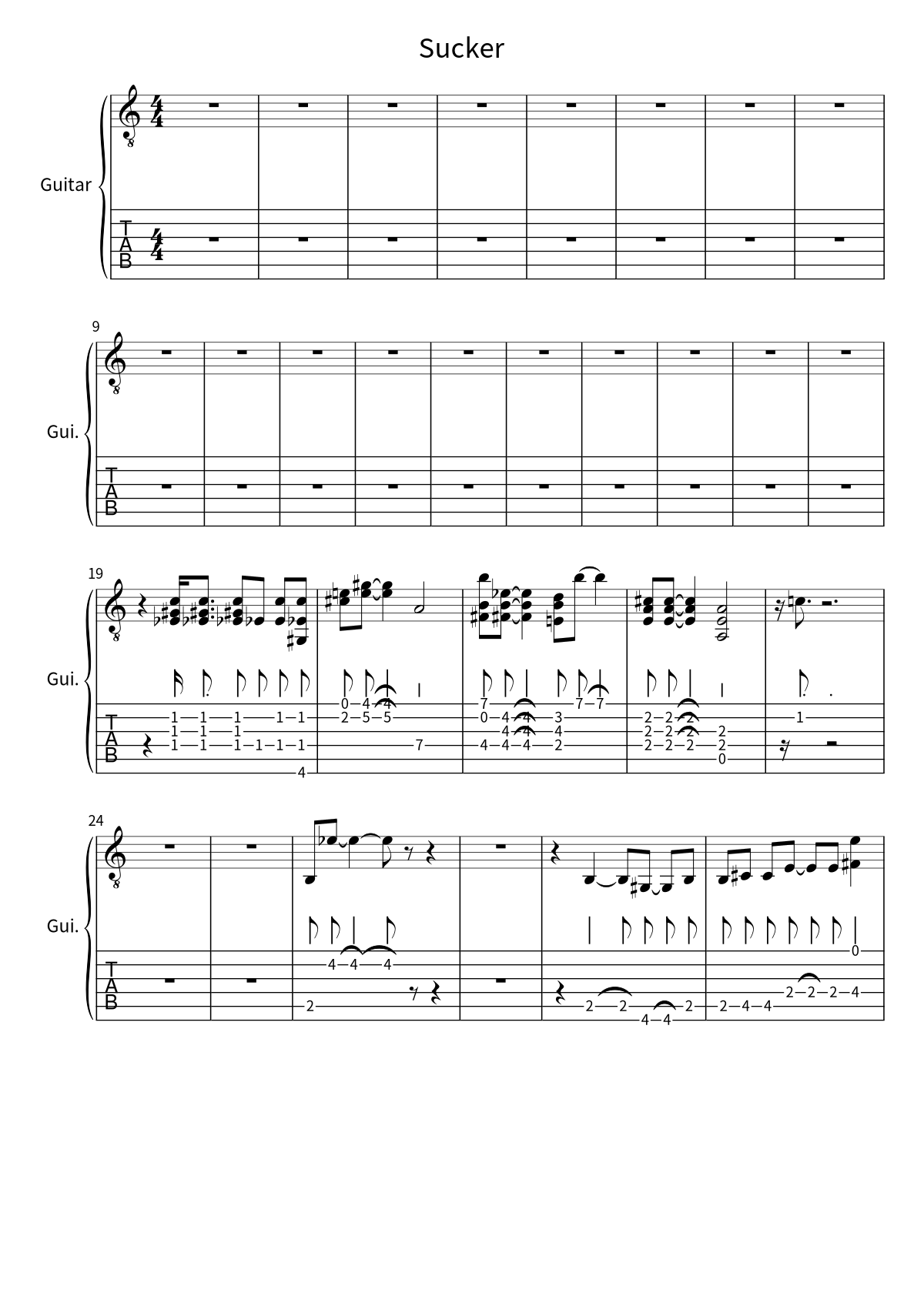 «Sucker» (Jonas Brothers): табы и ноты для гитары, страница 1