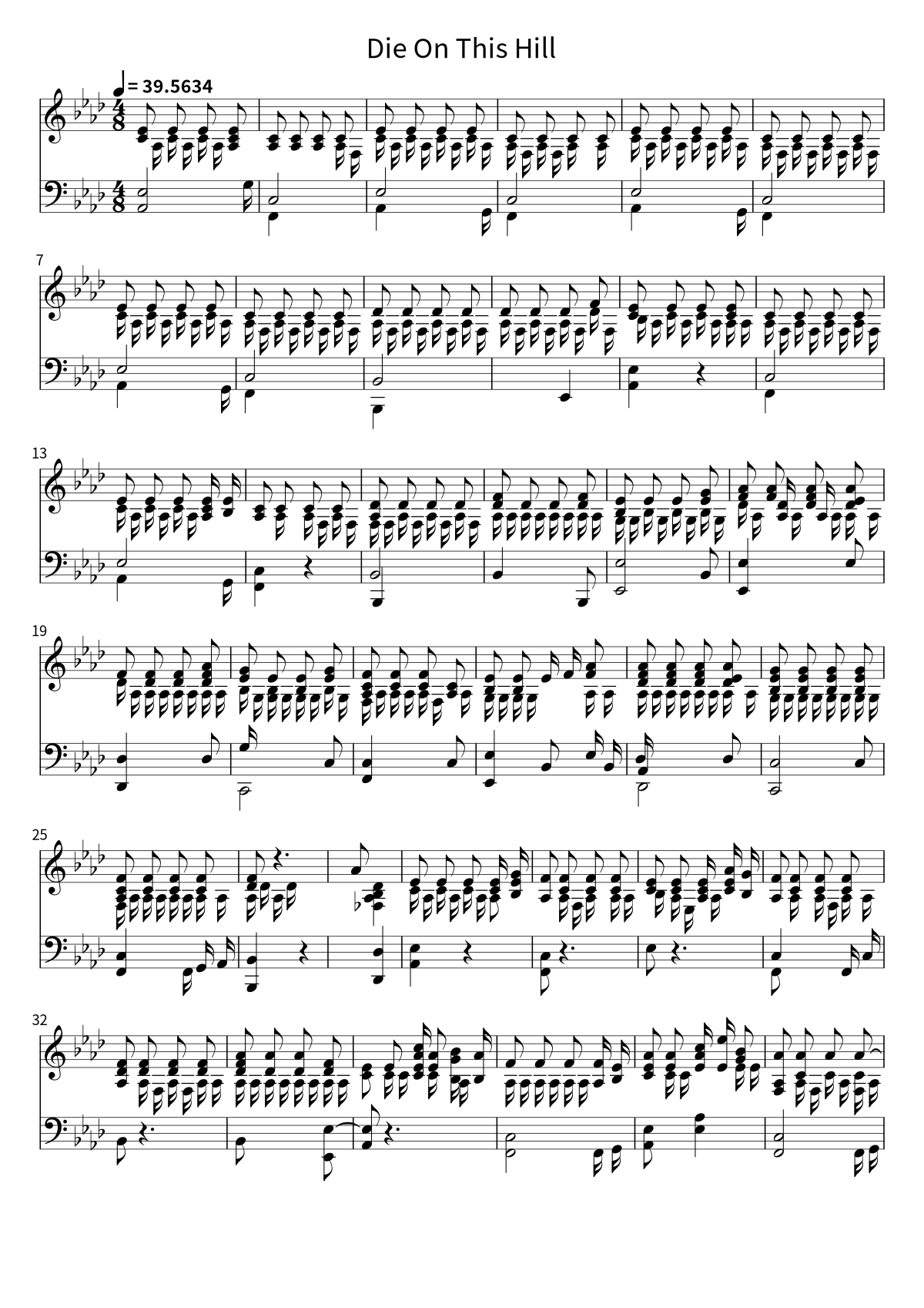First page of the sheet music for Die On This Hill by SIENNA SPIRO