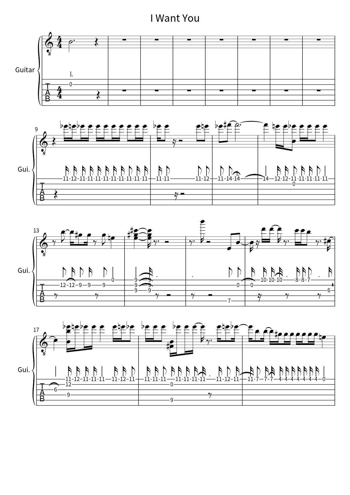 Marvin Gaye《I Want You》吉他谱第 1 页