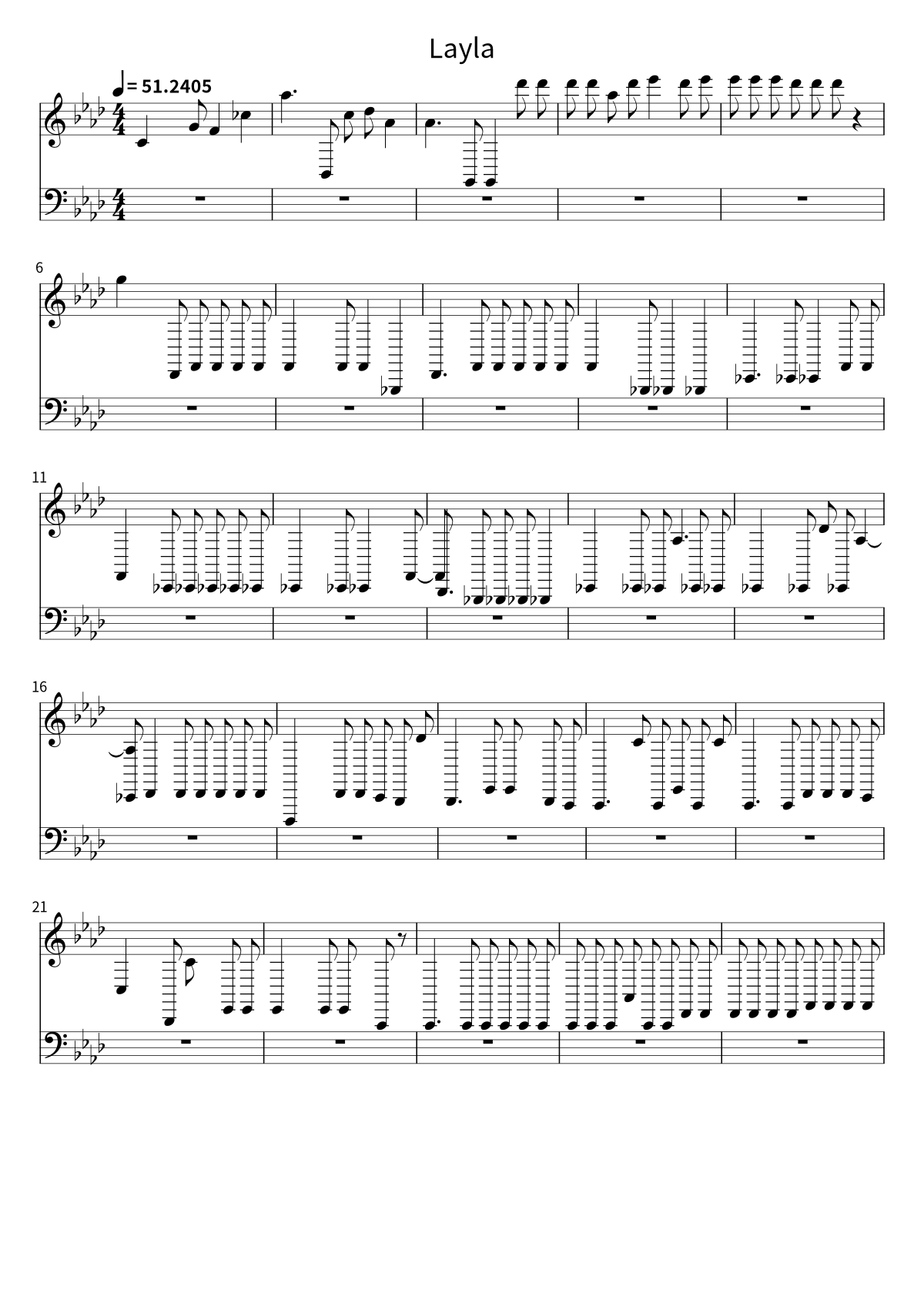 Primera página de la partitura de Layla de Derek & The Dominos
