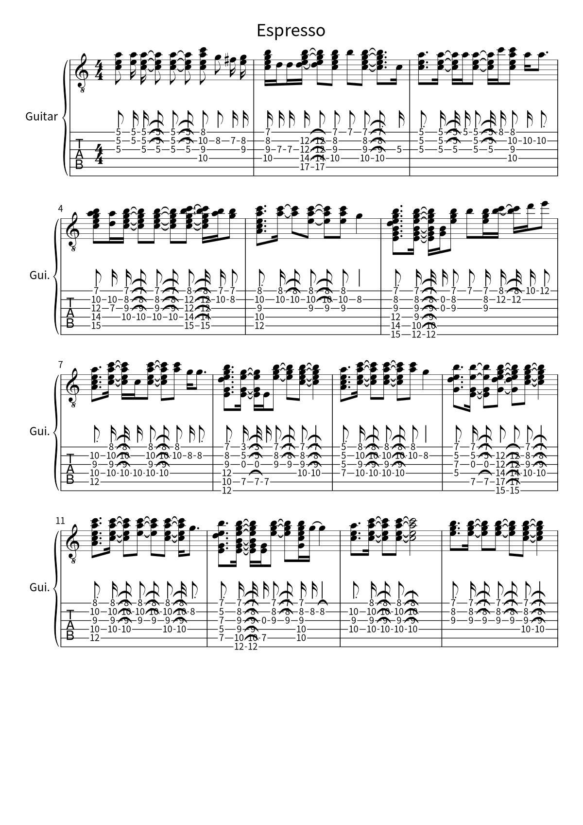 First page of the sheet music for Espresso by Sabrina Carpenter