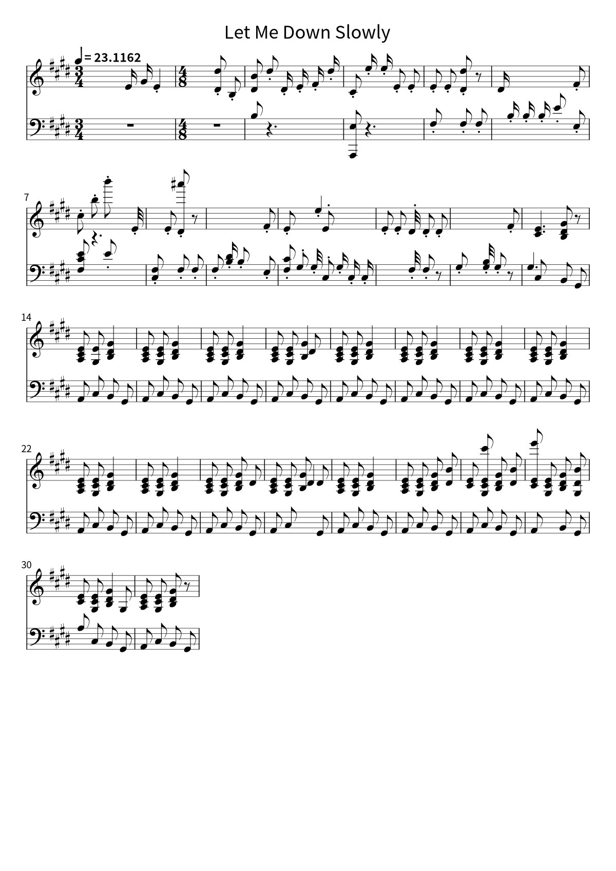 Primera página de la partitura de Let Me Down Slowly de Alec Benjamin