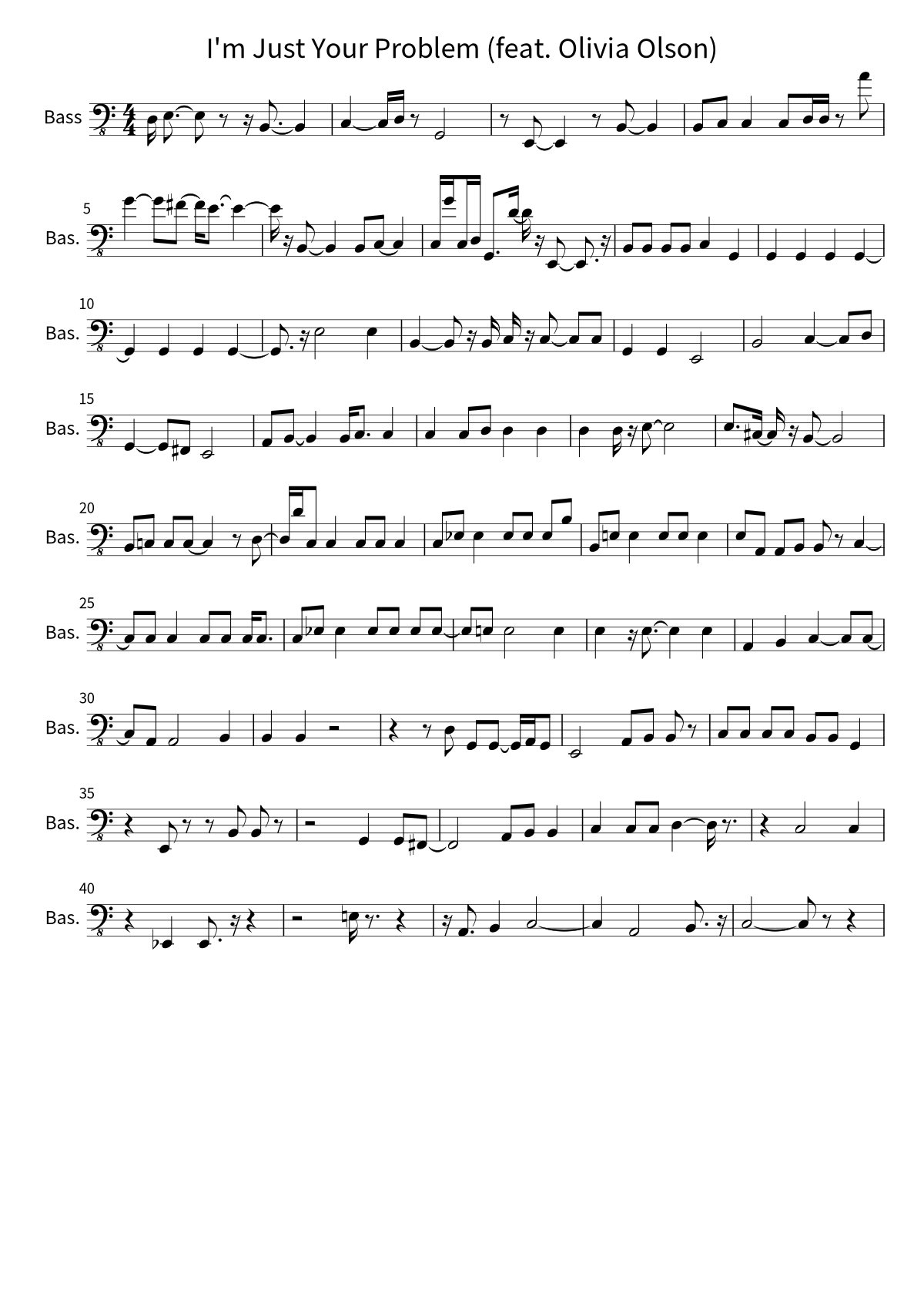 Primera página de la partitura de I'm Just Your Problem (feat. Olivia Olson) de Adventure Time