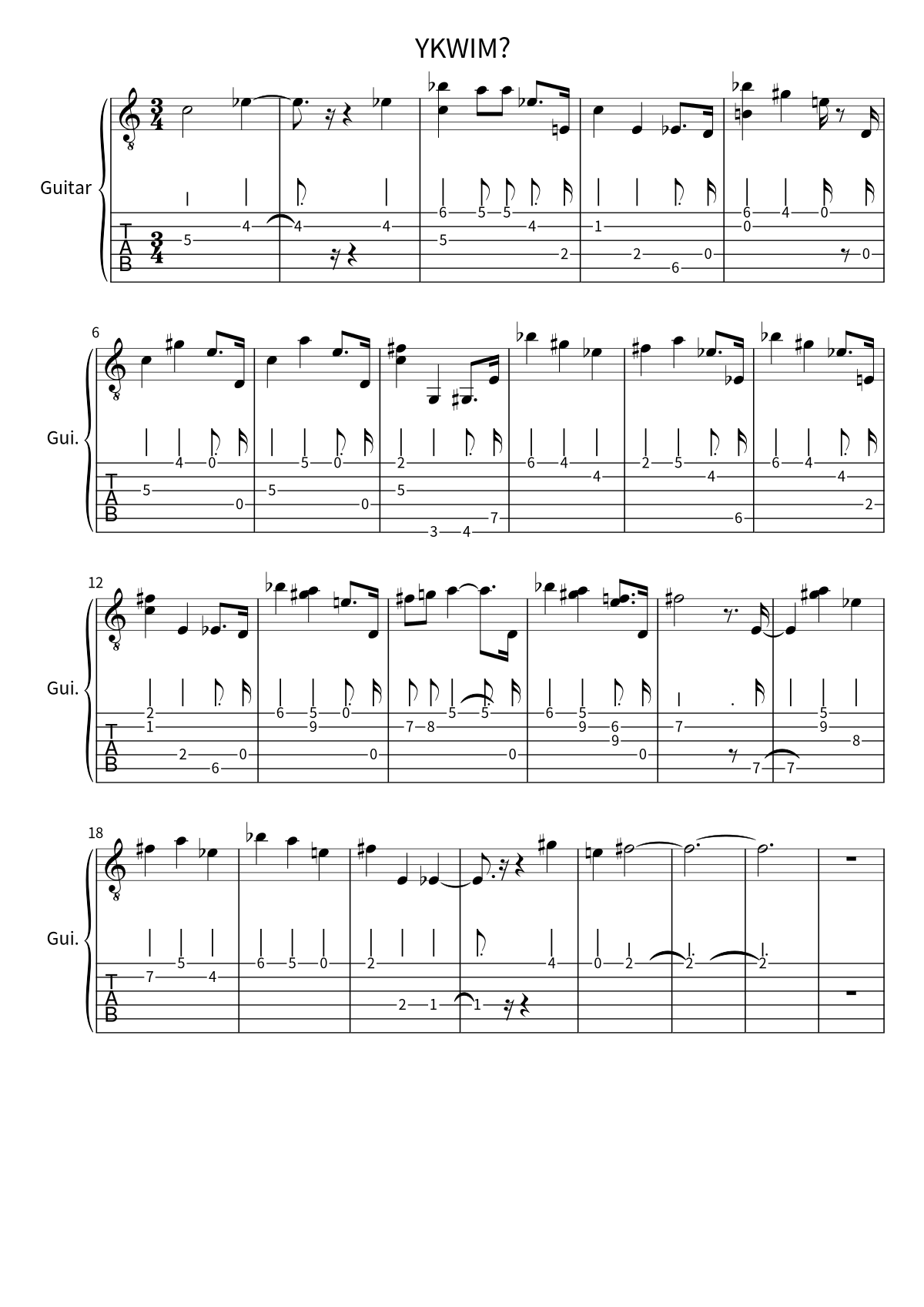 Primeira página da partitura de YKWIM?, de Yot Club