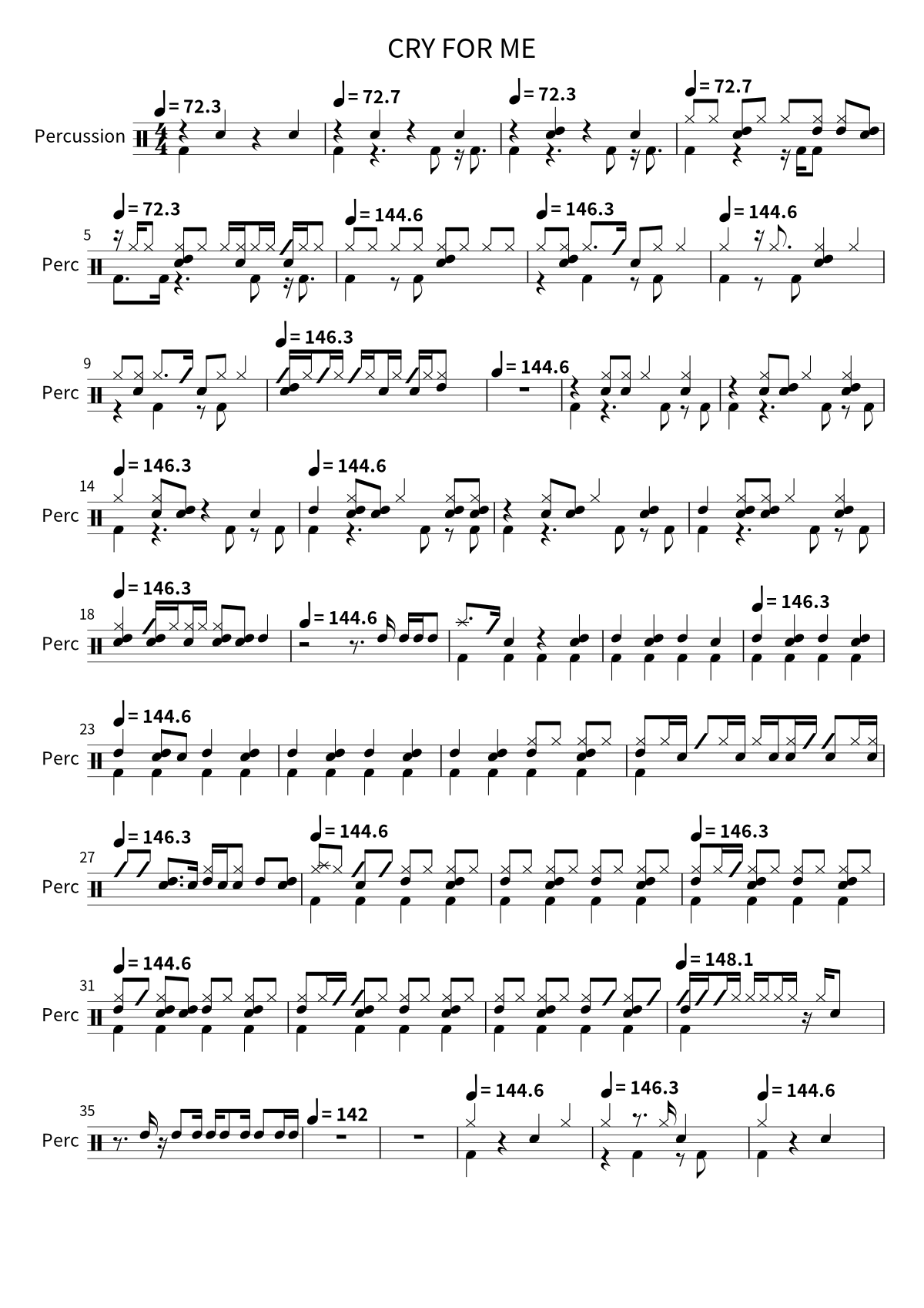 CRY FOR ME sheet preview