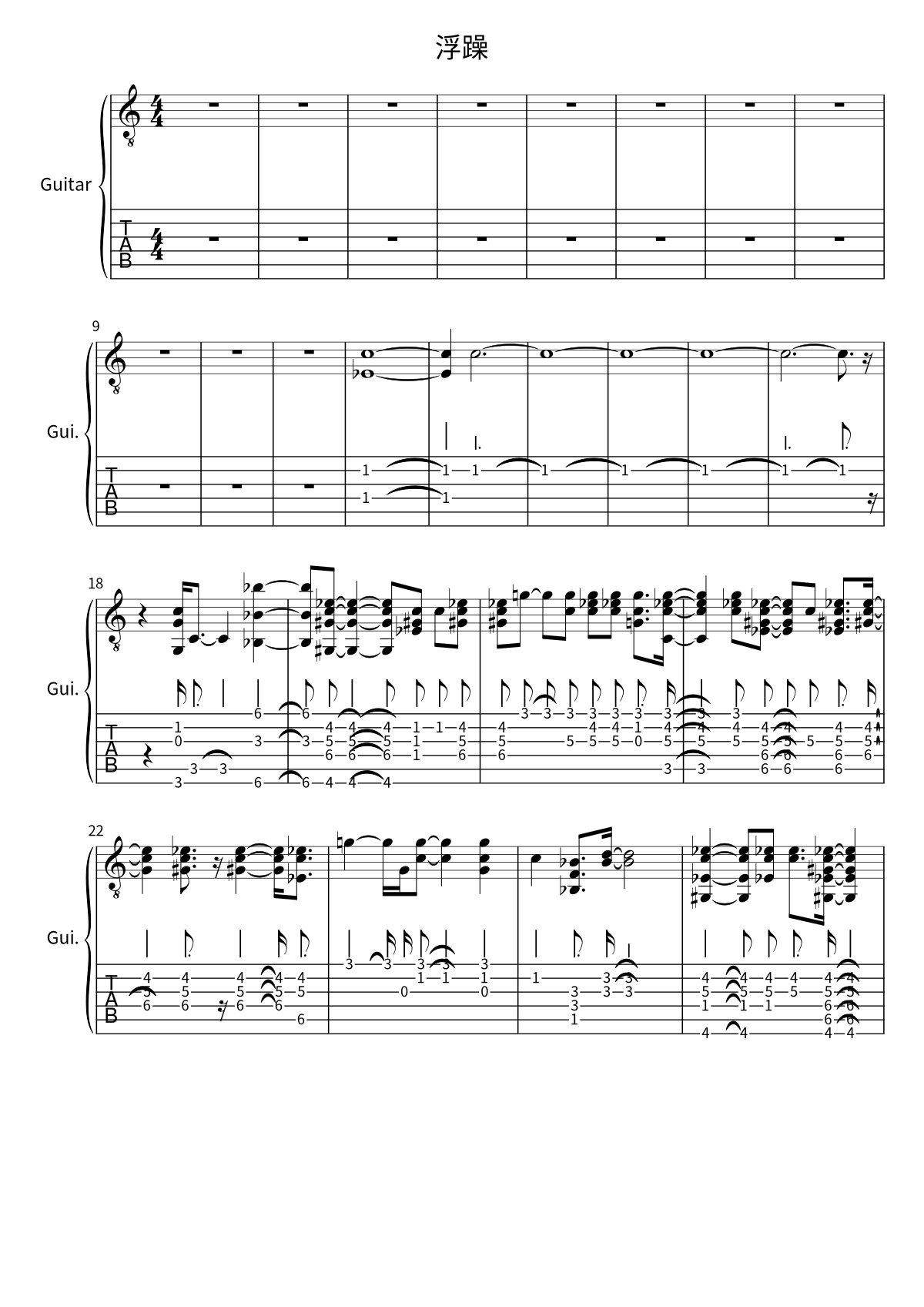 Xu Wei《浮躁》吉他谱第 1 页