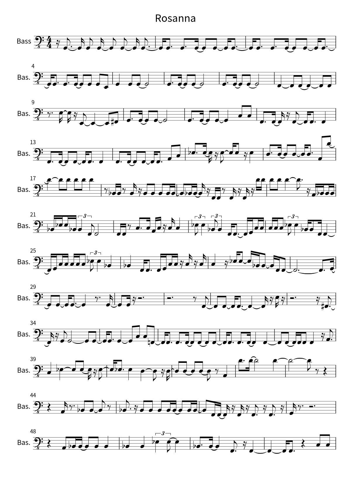 «Rosanna» (TOTO): ноты для бас-гитары, страница 1