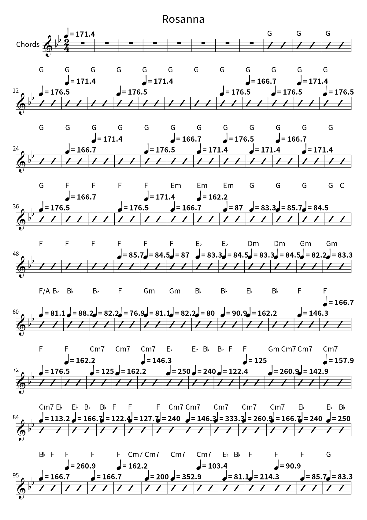 «Rosanna» (TOTO): аккордовая сетка, страница 1