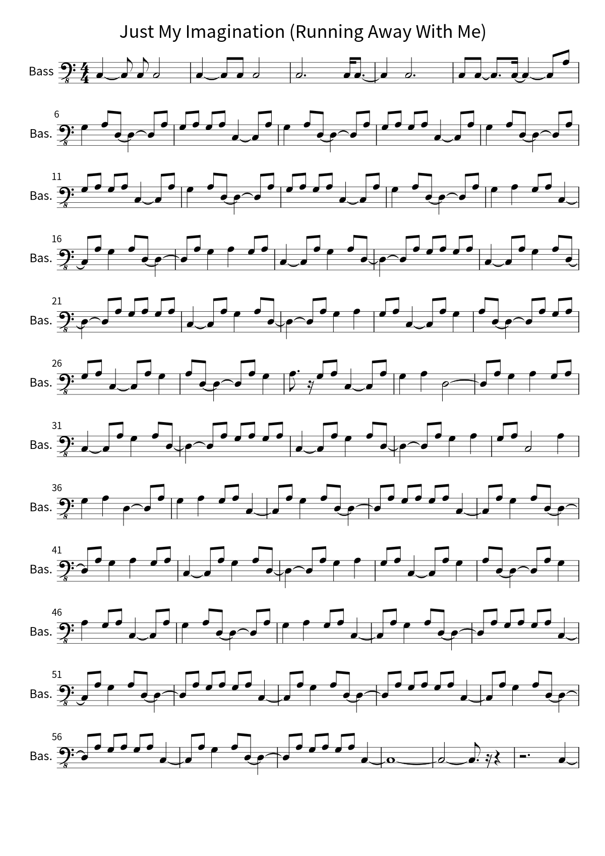 The Temptations《Just My Imagination (Running Away With Me)》贝斯谱第 1 页