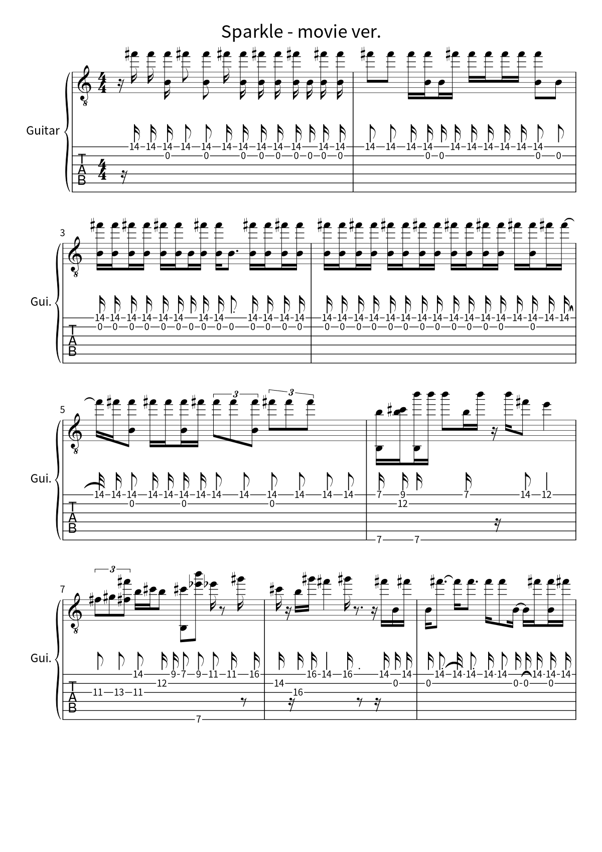 Primera página de la partitura de Sparkle - movie ver. de RADWIMPS