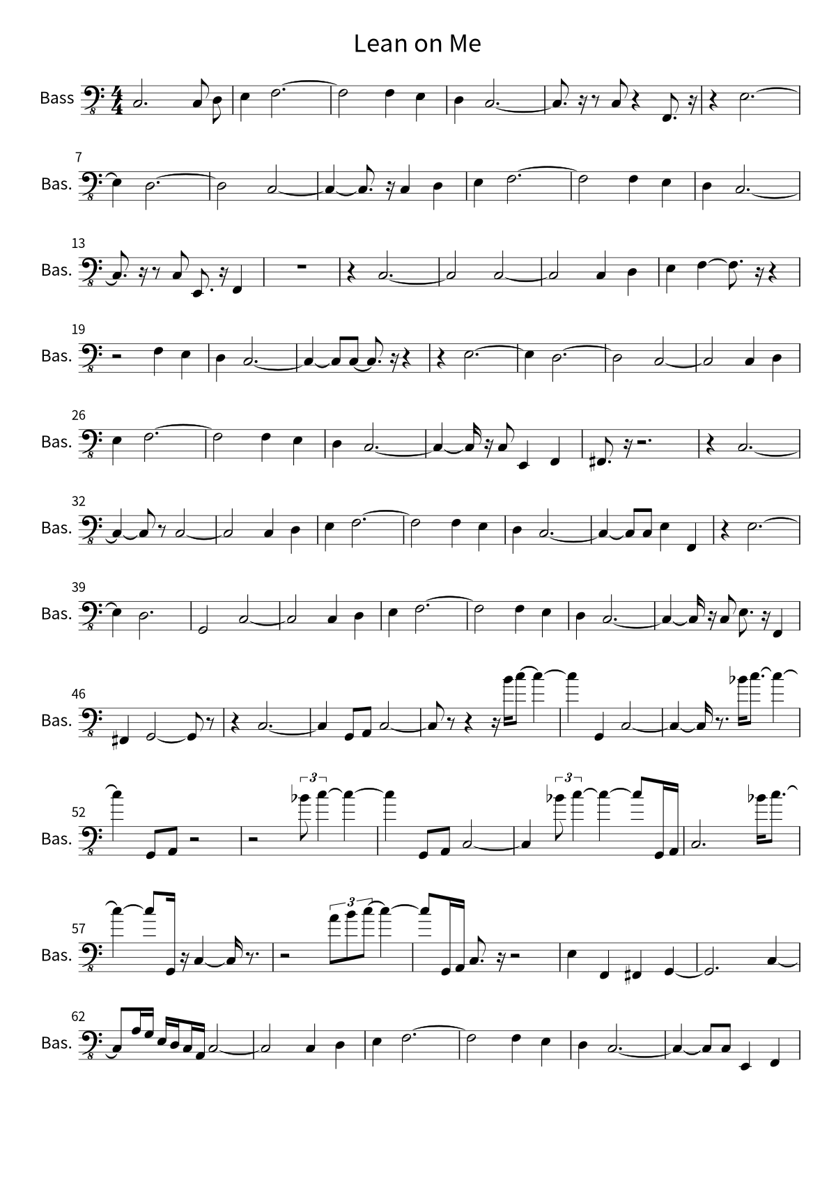 Bill Withers「Lean on Me」のベース譜（1ページ目）