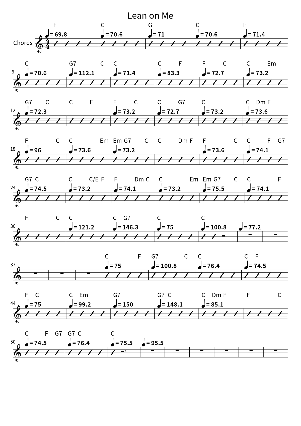 Primera página de la hoja de acordes de Lean on Me de Bill Withers