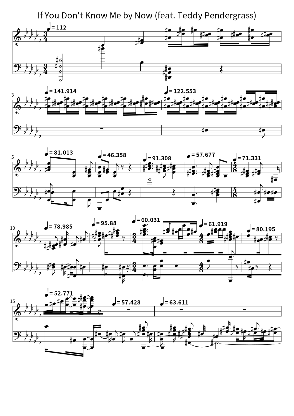 Primeira página da partitura de piano de If You Don't Know Me by Now (feat. Teddy Pendergrass), de Harold Melvin & The Blue Notes