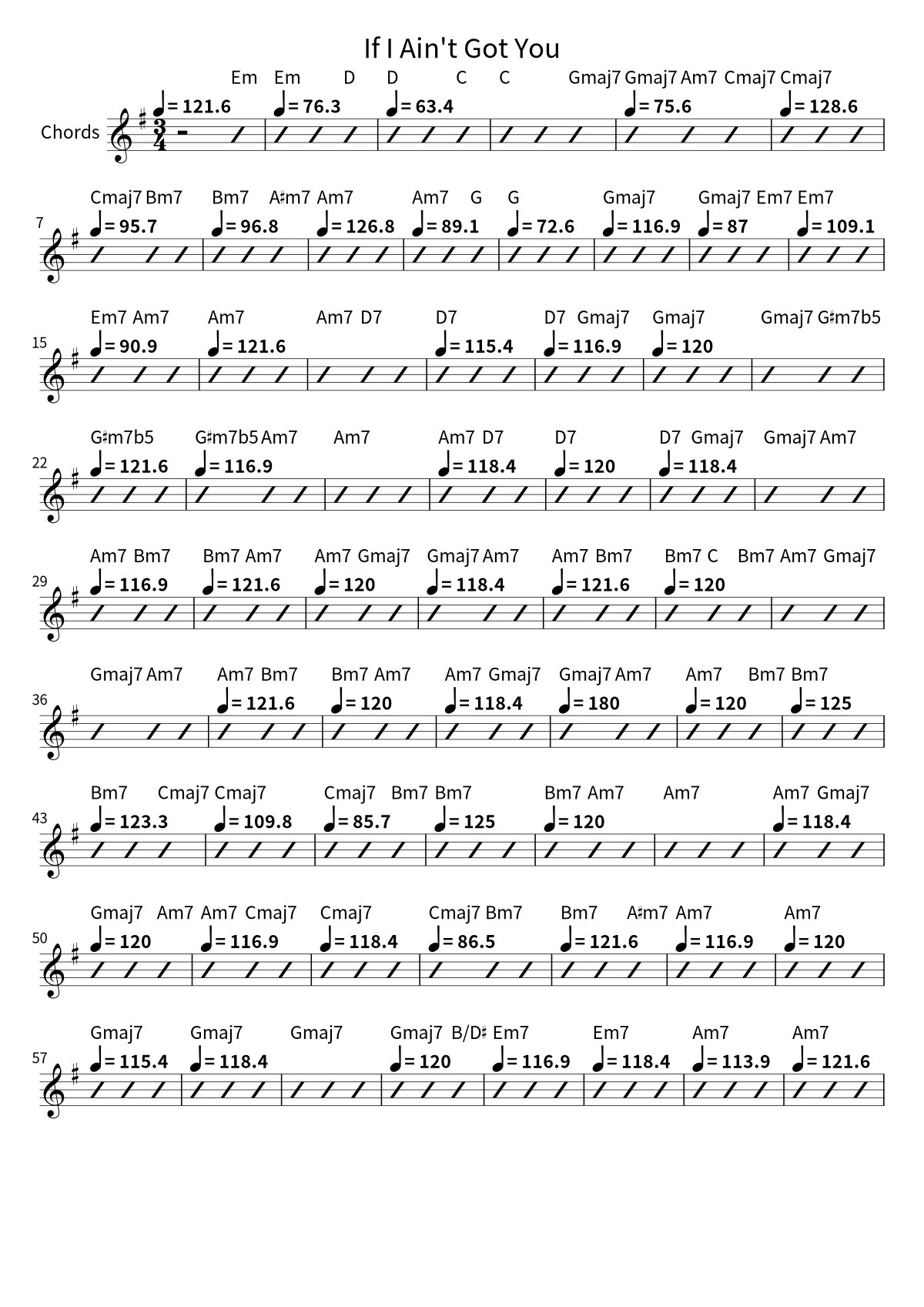 First page of the chord chart for If I Ain't Got You by Alicia Keys