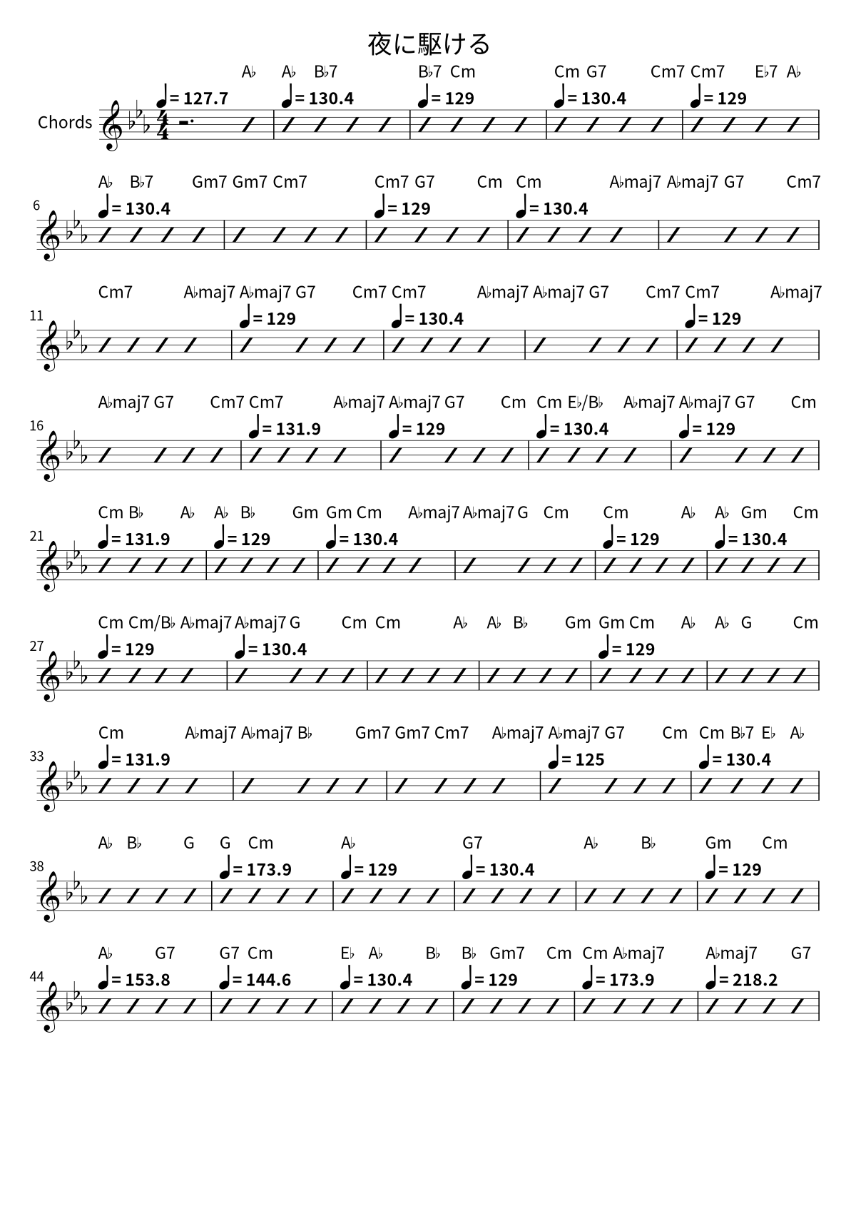 «夜に駆ける» (YOASOBI): аккордовая сетка, страница 1