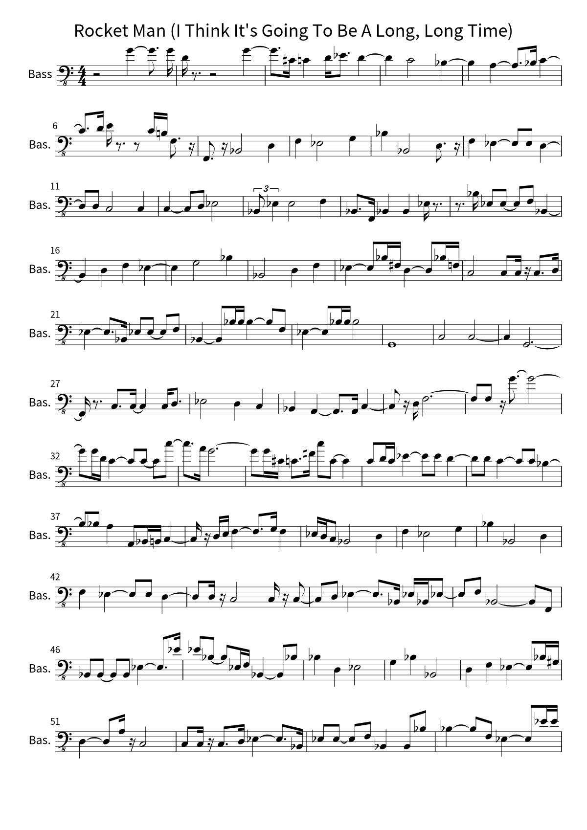 «Rocket Man (I Think It's Going To Be A Long, Long Time)» (Elton John): ноты для бас-гитары, страница 1