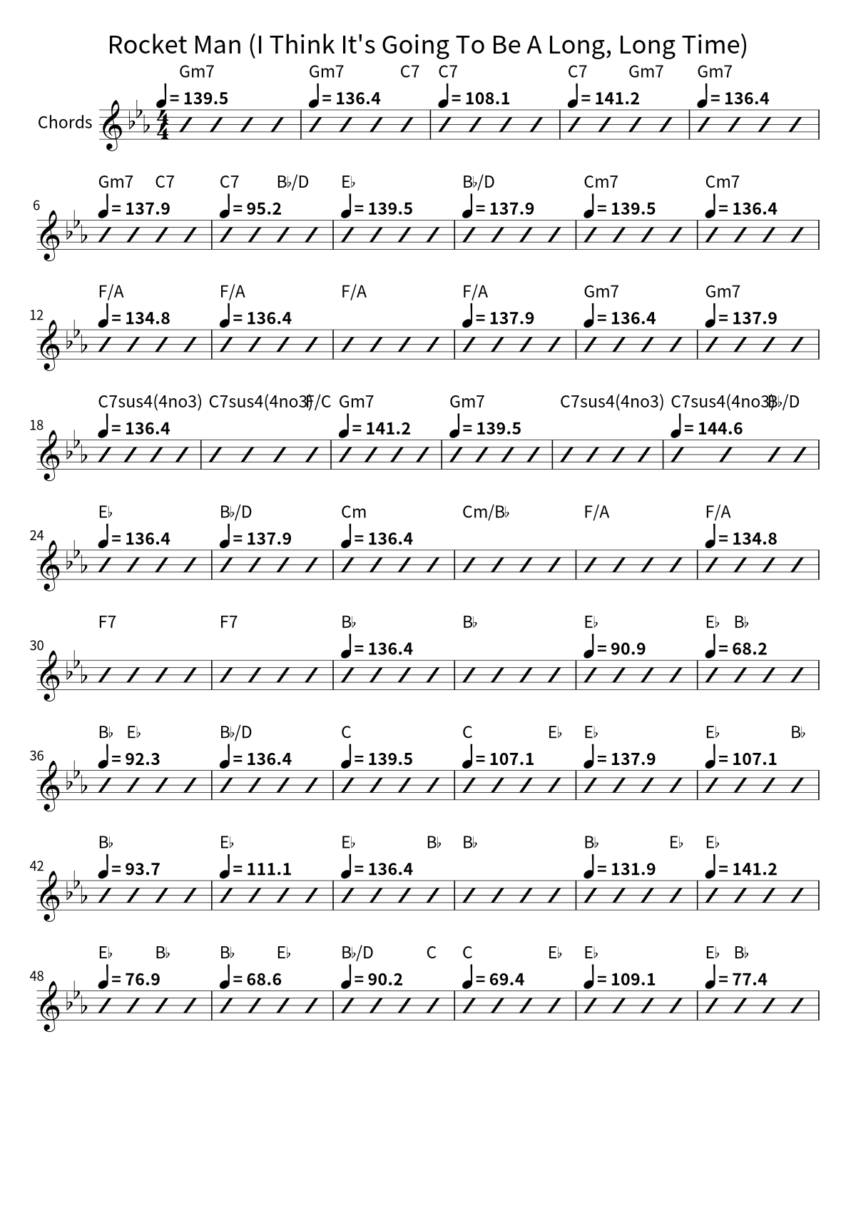 «Rocket Man (I Think It's Going To Be A Long, Long Time)» (Elton John): аккордовая сетка, страница 1
