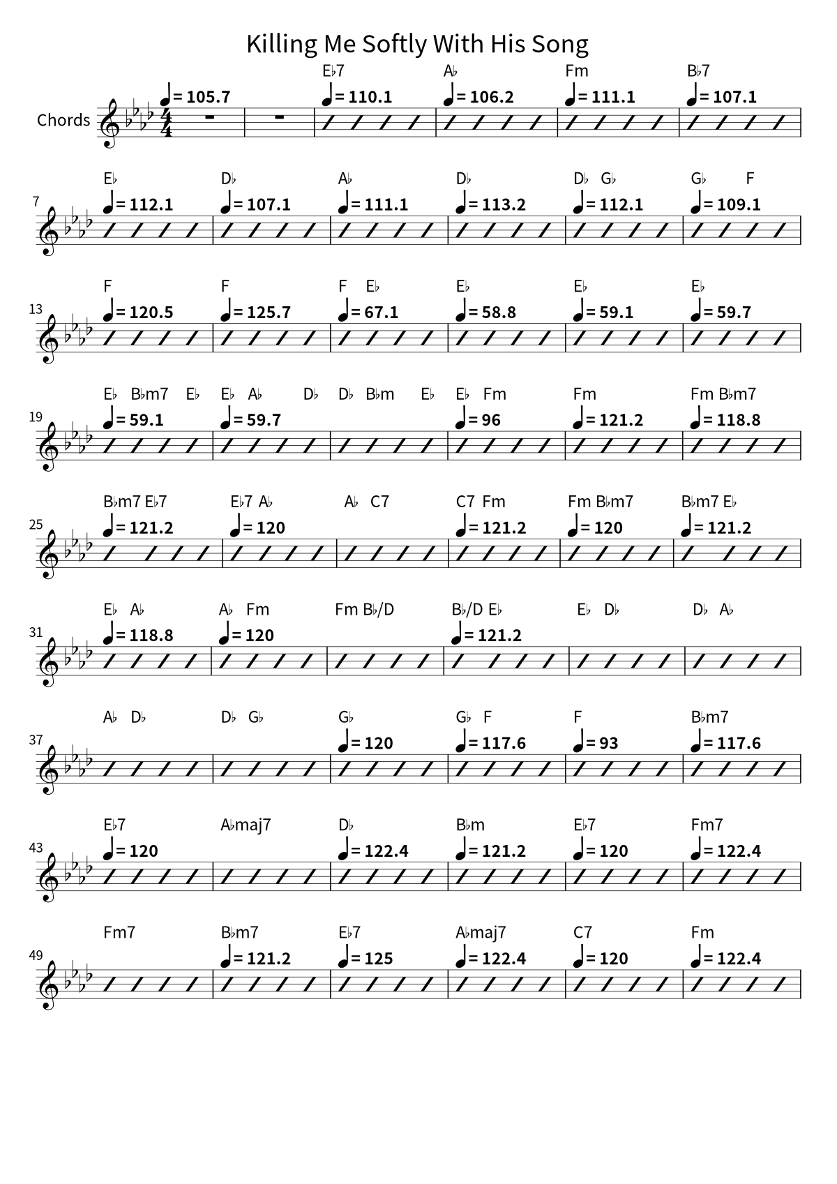 Roberta Flack《Killing Me Softly With His Song》和弦譜第 1 頁