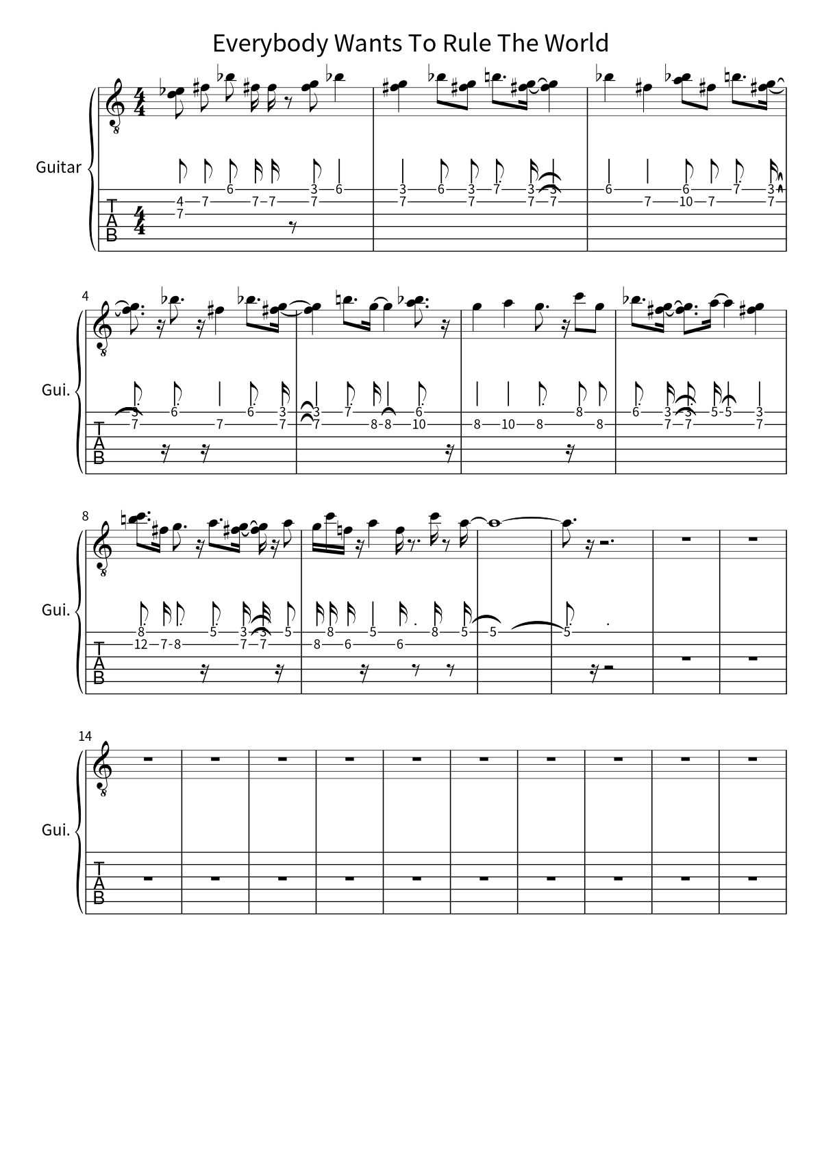 «Everybody Wants To Rule The World» (Tears For Fears): ноты, страница 1