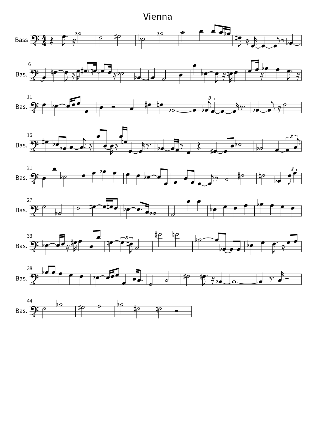 Billy Joel《Vienna》贝斯谱第 1 页