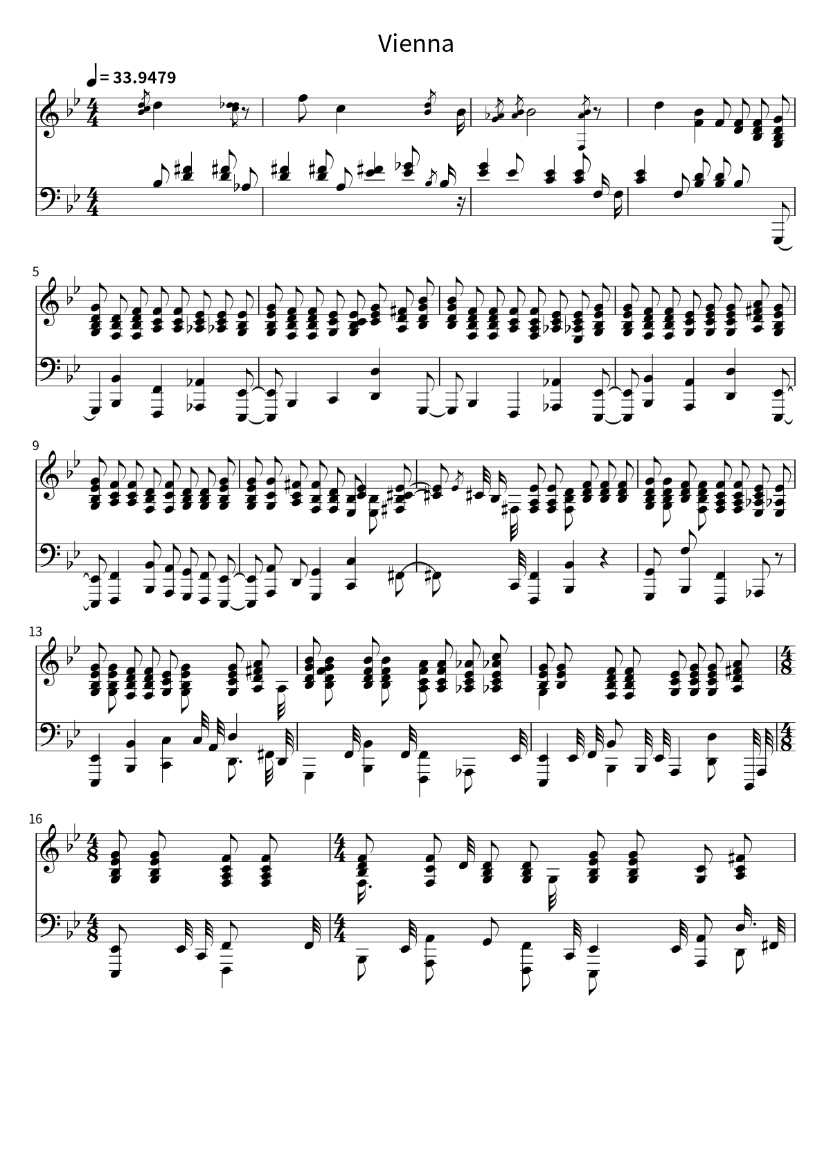 First page of the sheet music for Vienna by Billy Joel