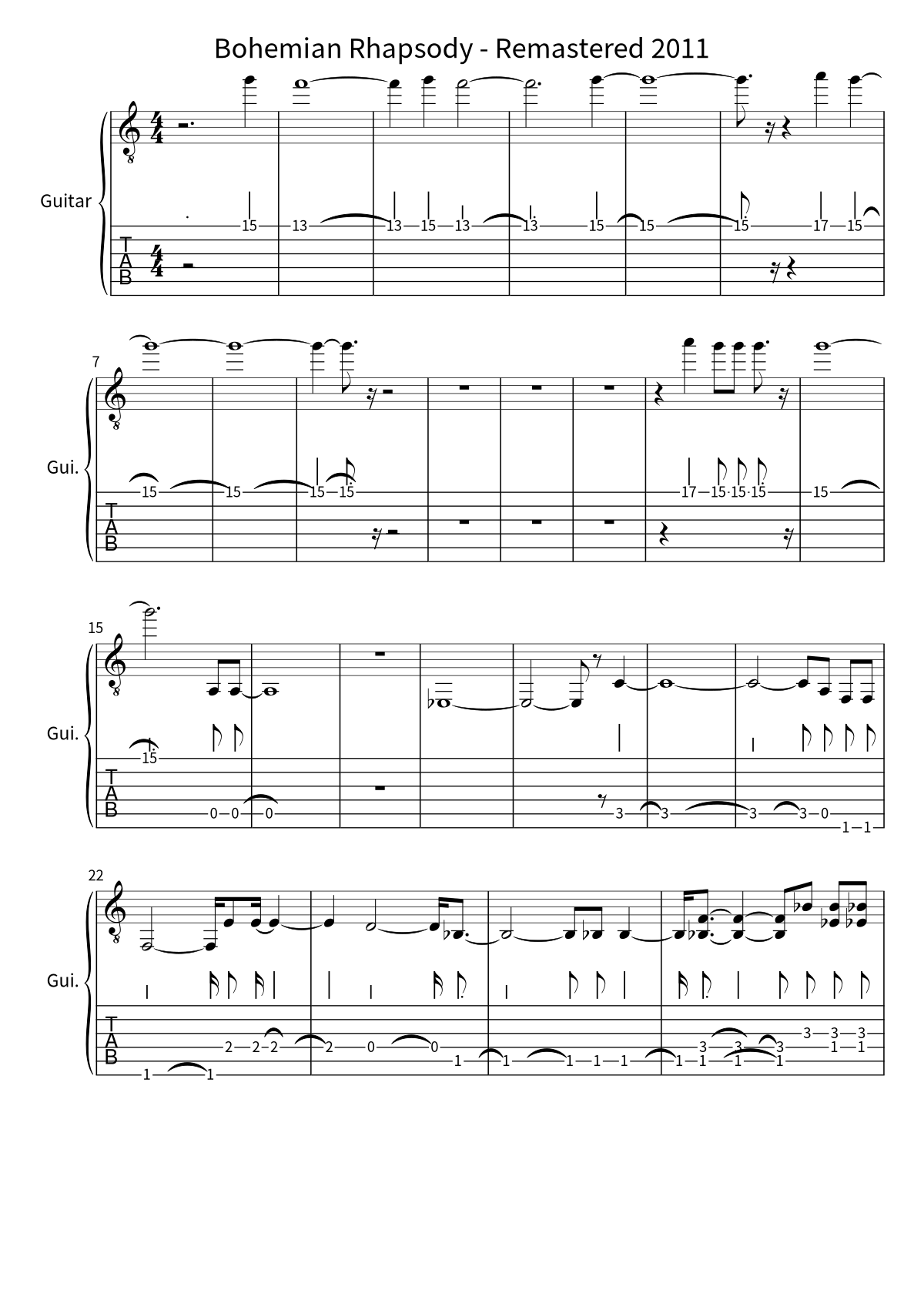 «Bohemian Rhapsody - Remastered 2011» (Queen): ноты, страница 1