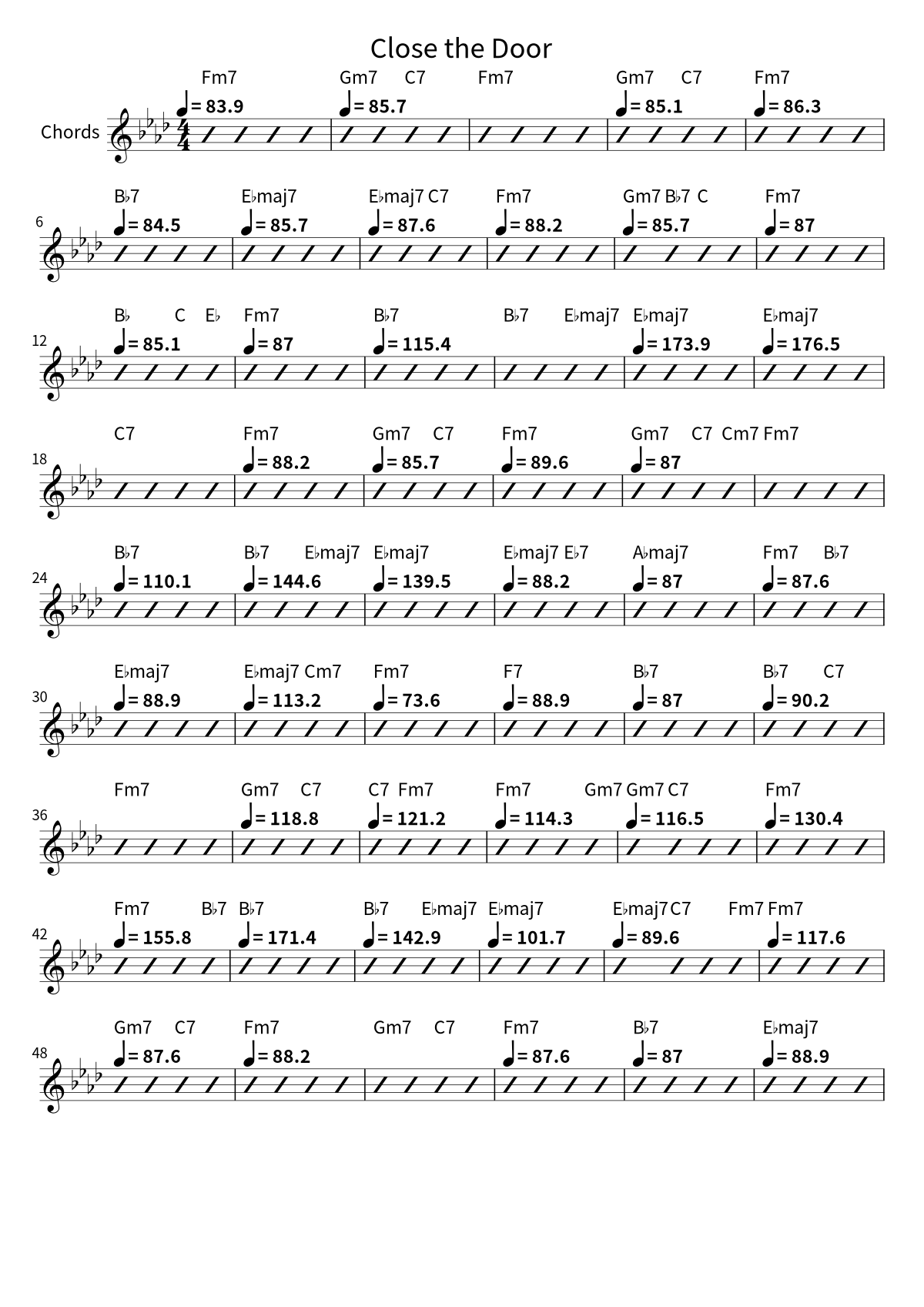 Teddy Pendergrass《Close the Door》和弦谱第 1 页
